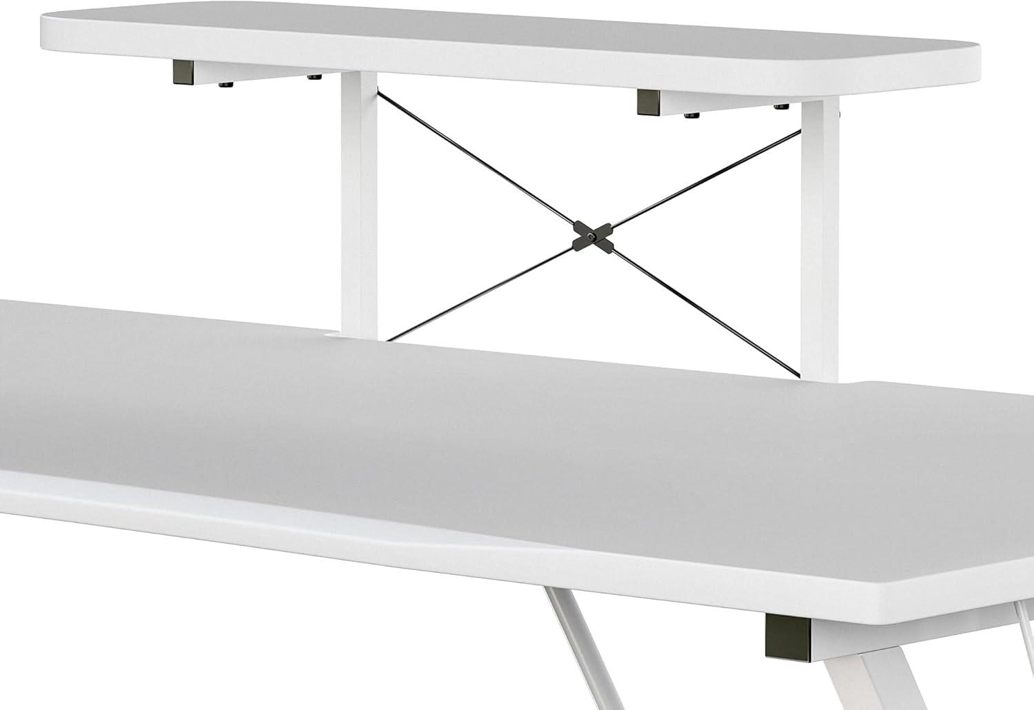 Flash Furniture White Gaming Desk with Cup Holder, Headphone Hook, and Monitor/Smartphone Stand
