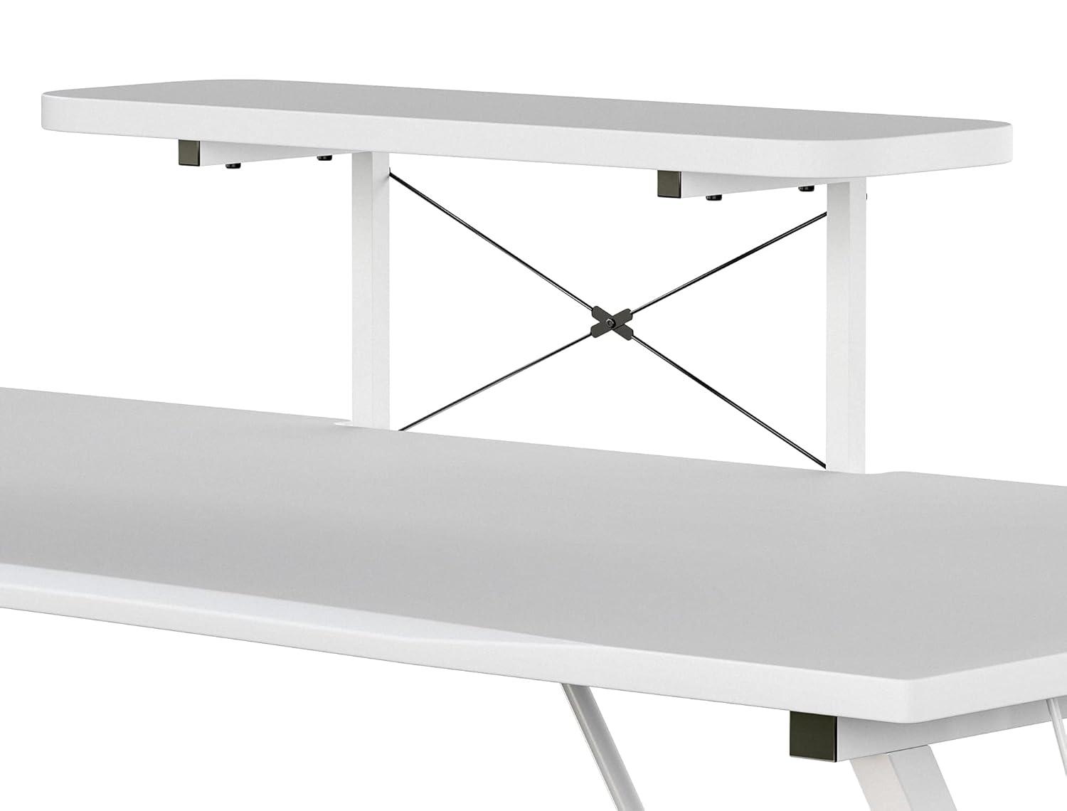 Flash Furniture White Gaming Desk with Cup Holder, Headphone Hook, and Monitor/Smartphone Stand