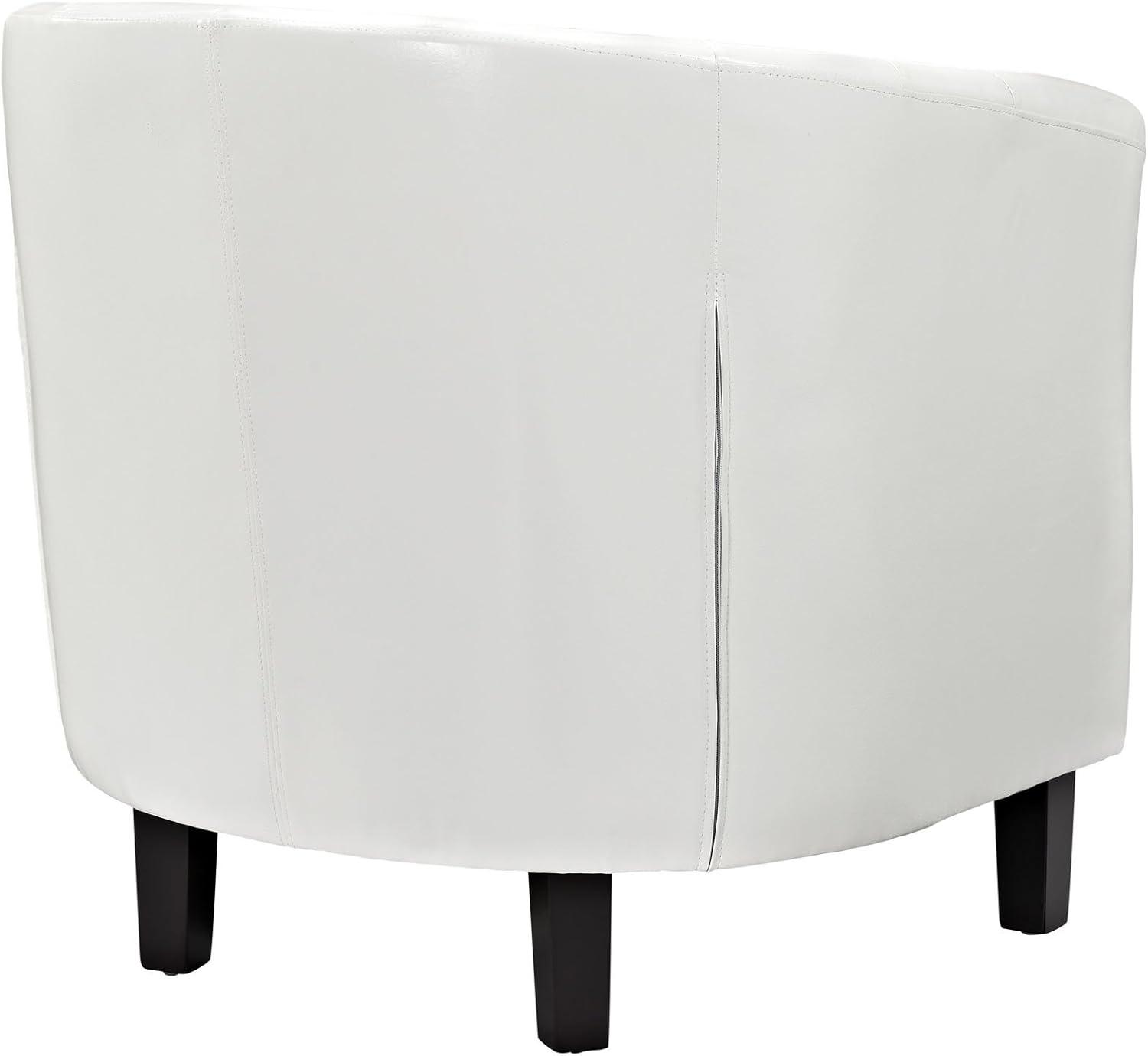 Modway Prospect Upholstered Fabric Contemporary Modern Accent Arm Chair in White Faux Leather
