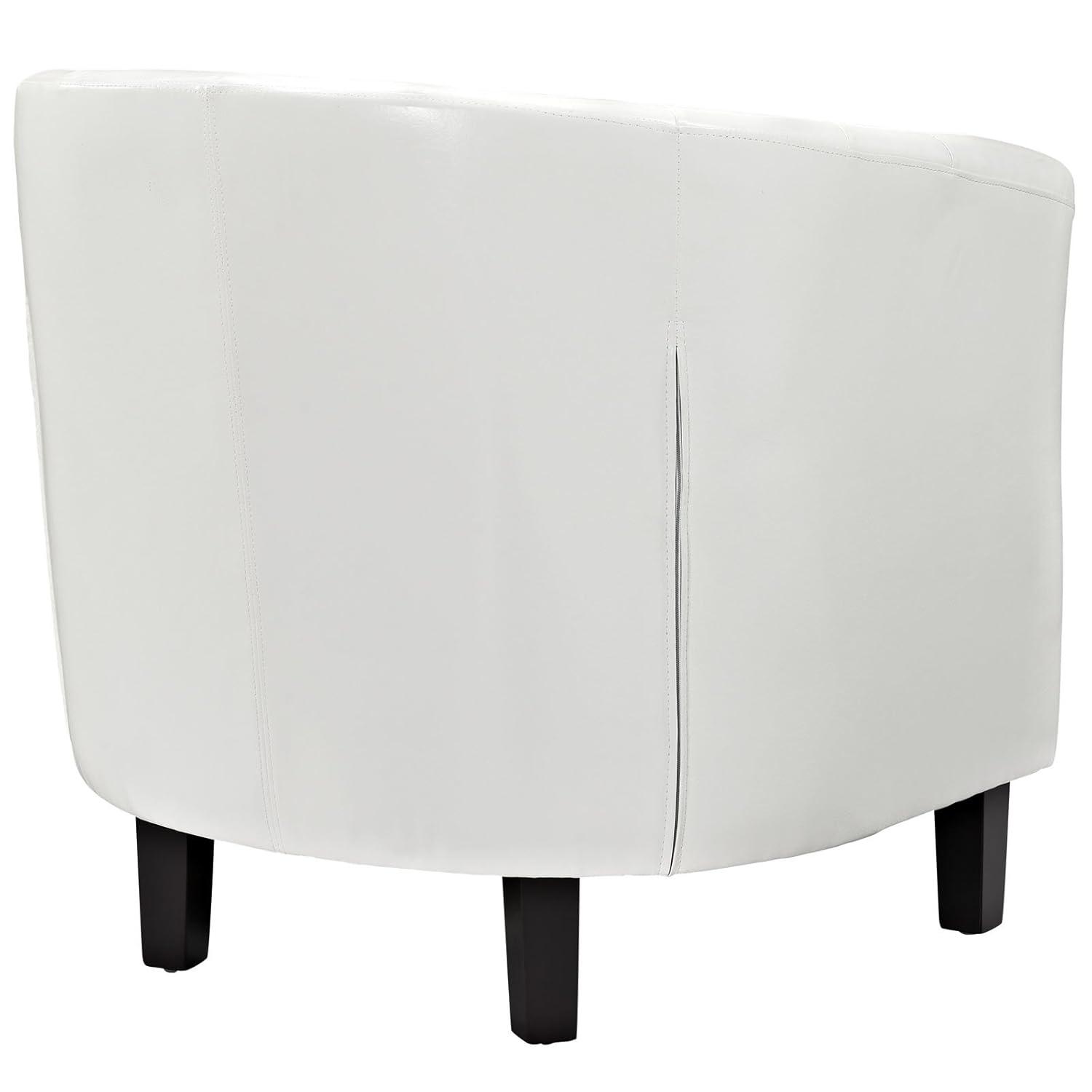 Modway Prospect Upholstered Fabric Contemporary Modern Accent Arm Chair in White Faux Leather