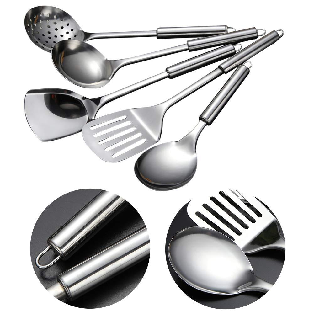 Zhouqiannn 5Pcs/set Stainless Steel Kitchen Cooking Tools Utensil Set Spatula Spoon Dinning Table Runner with 6 Placement Mats Mat Plate Place Mats for Dinner Table Dinner Place Mats Indoor Small