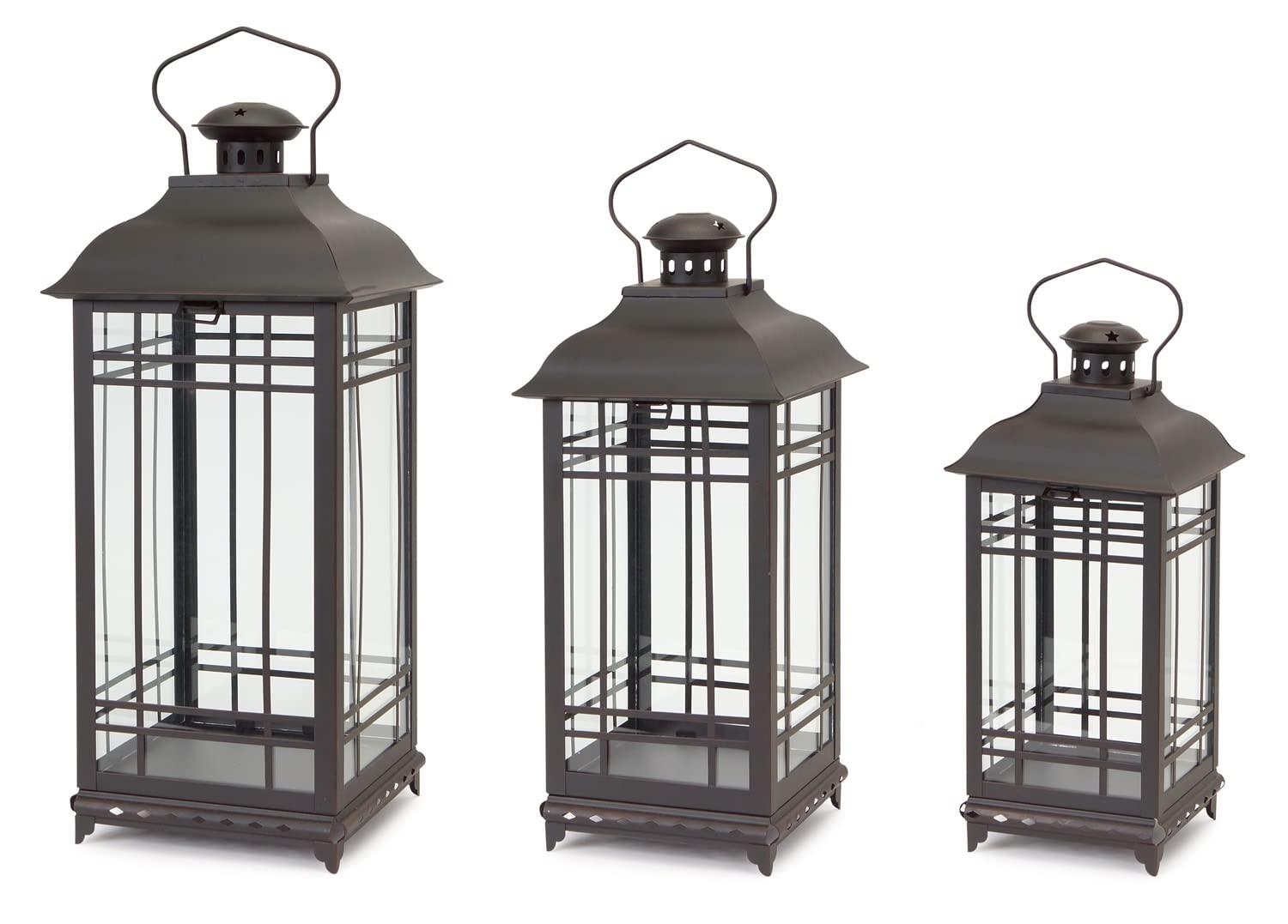 Melrose Traditional Black Metal Lantern (Set of 3)