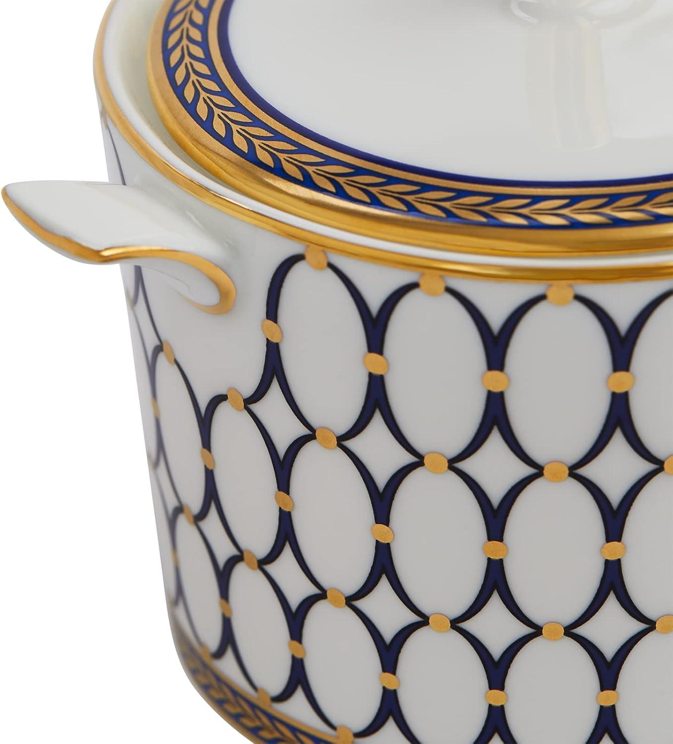 Navy and Gold Geometric Fine Bone China Sugar Bowl