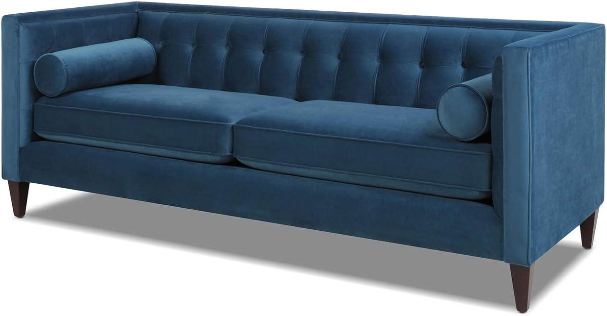 Jack 84" Tufted Tuxedo Sofa Double Cushion Satin Teal