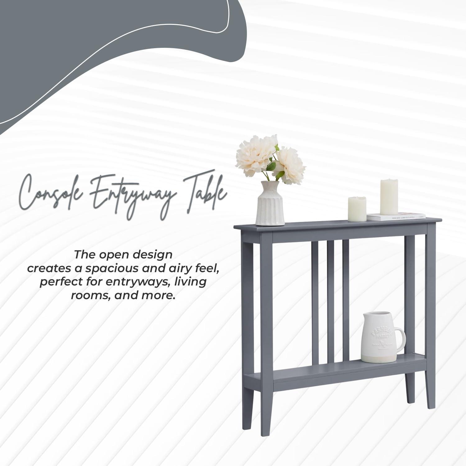 Kings Brand Furniture - Balfour Narrow Console Table with Shelves for Entryway, Hallway, Living Room, or Foyer (Red)