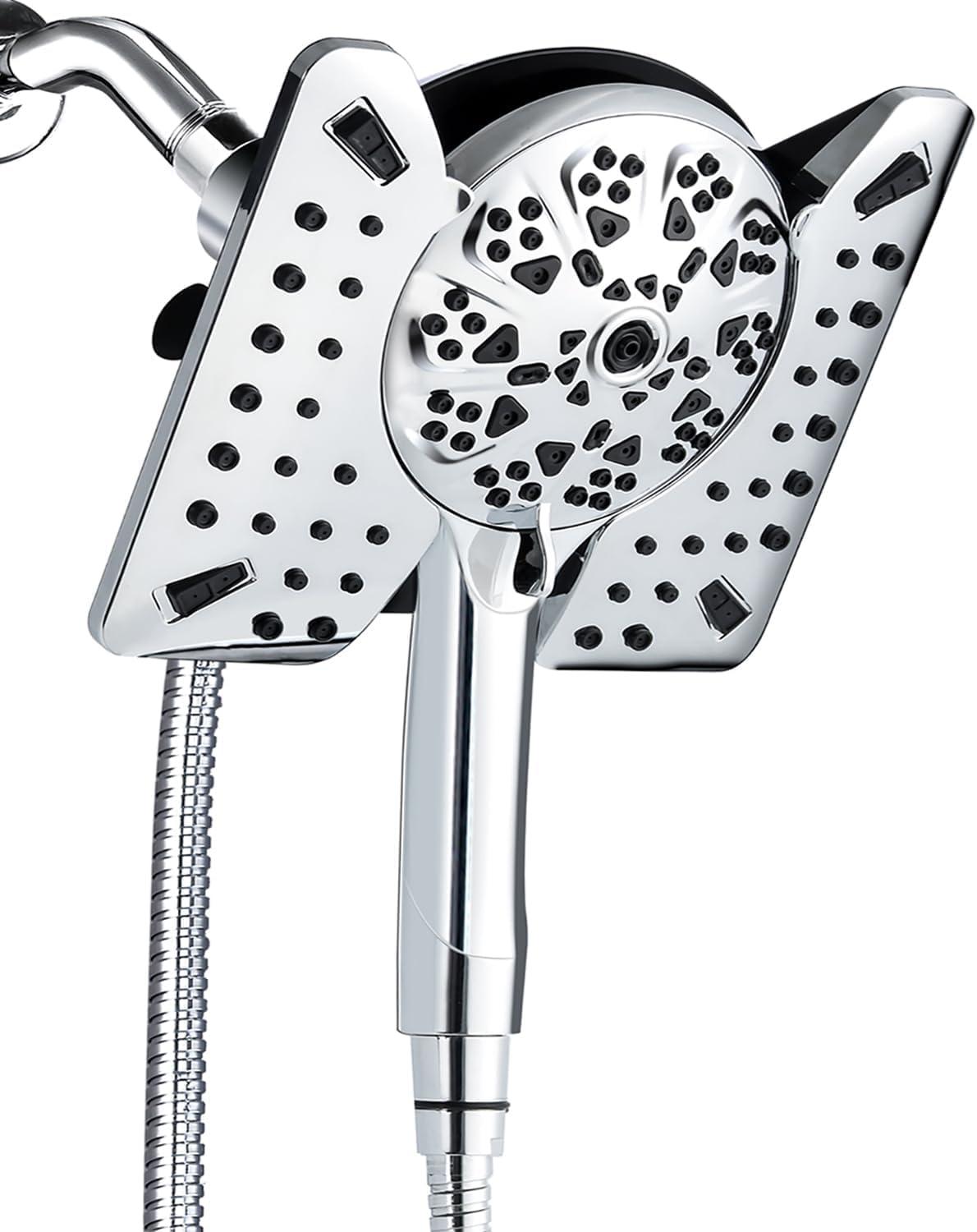 Chrome Dual-Head Handheld Rain and Pulse Shower System