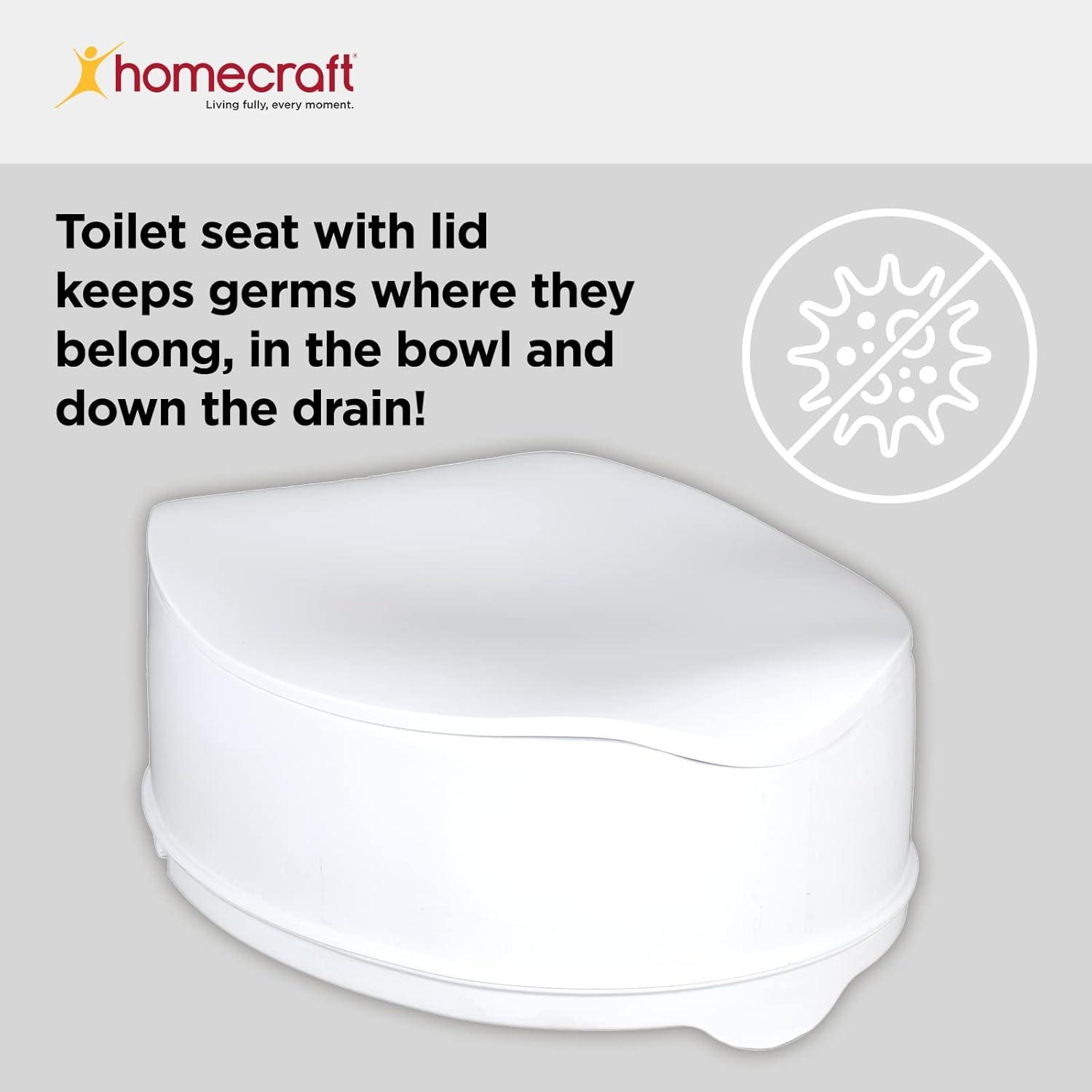 Homecraft Savanah Raised Toilet Seat with Lid, 6" High, 1 Pack