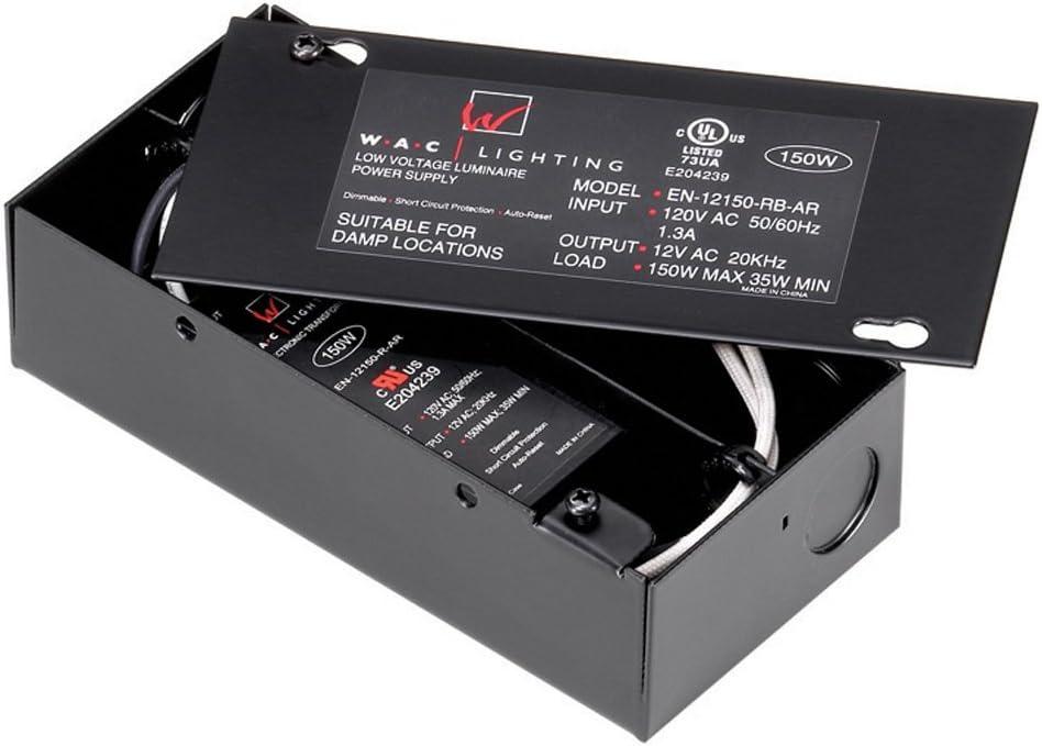 Compact Black Electronic Transformer for Low Voltage Lighting