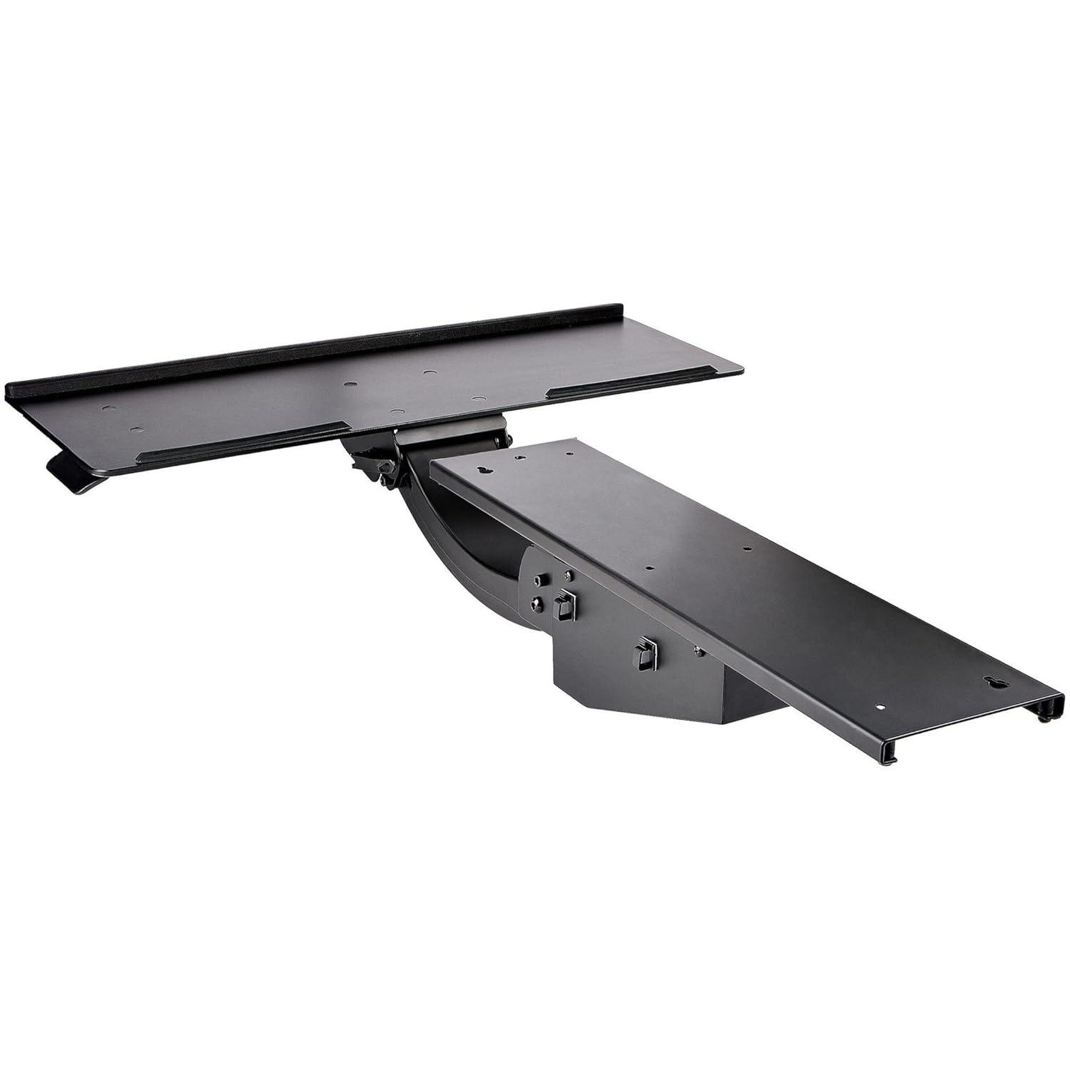 StarTech.com Under Desk-Mount Keyboard Tray - 26.4” Wide - Adjustable - Ergonomic Slide-Out Keyboard Shelf with Tilt and Swivel (KBTRAYADJ), Black