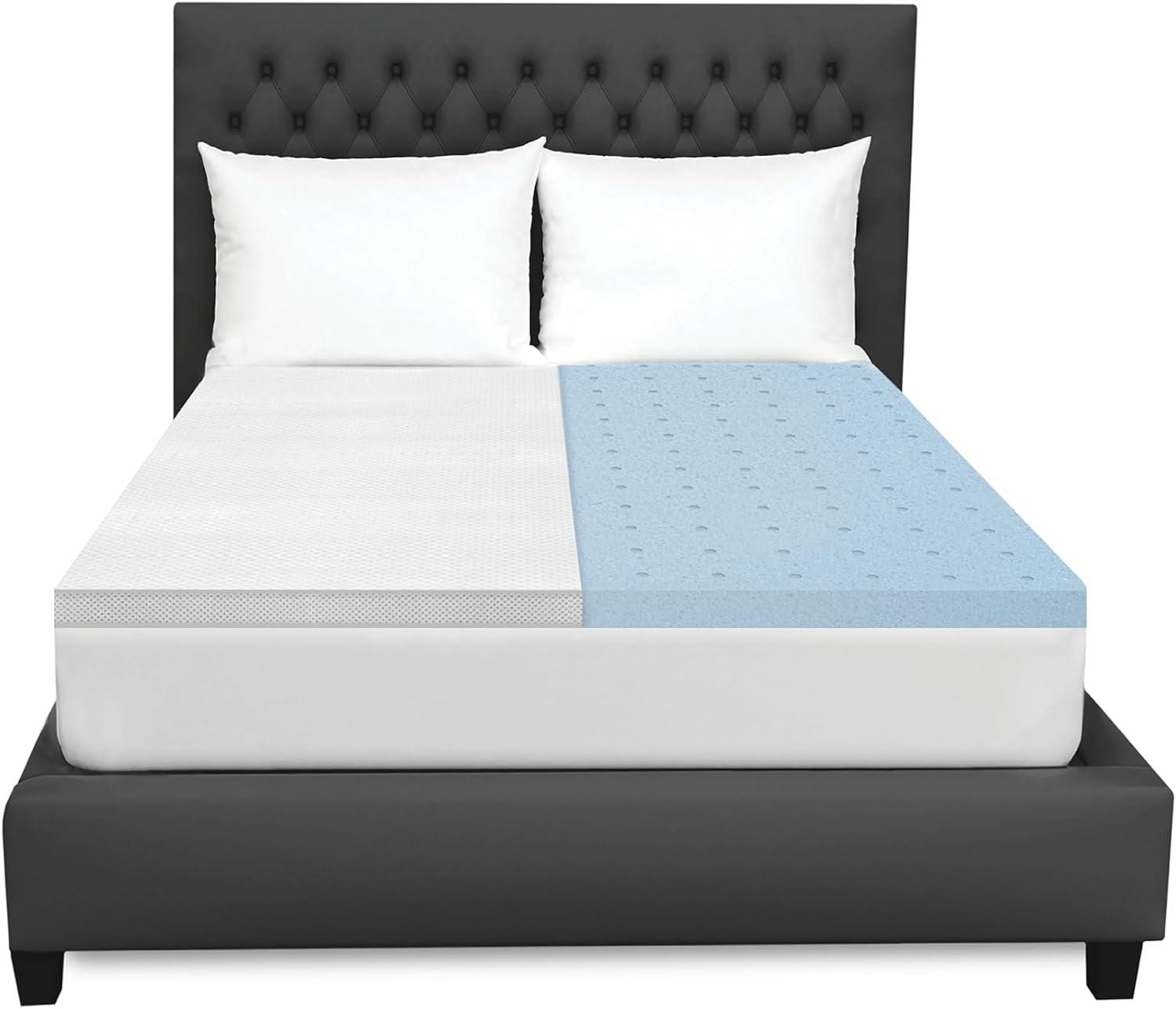 2-Inch White Cooling Gel Memory Foam Mattress Topper with Graphene Cover