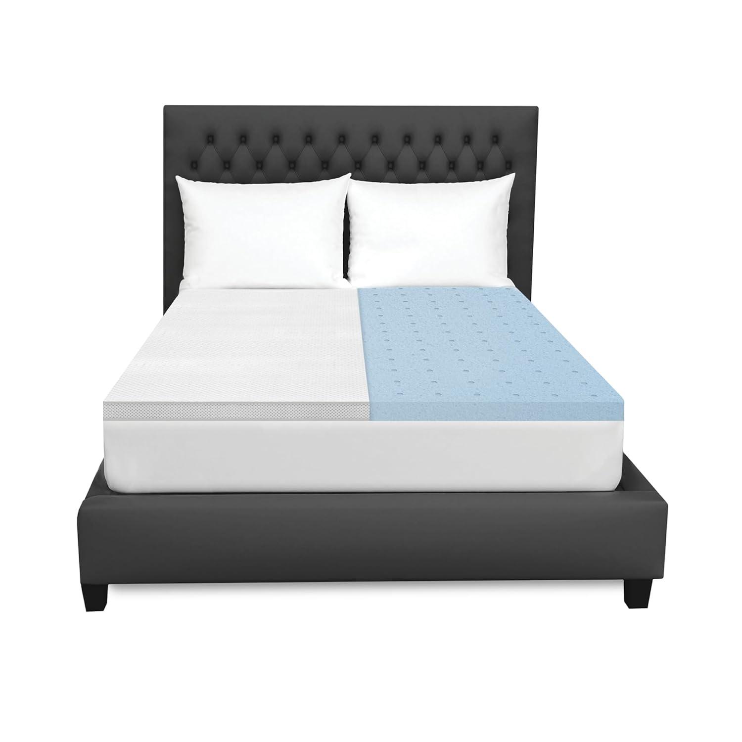 2 Inch Memory Foam Mattress Topper, Cooling Gel Infused Mattress Topper, Luxury Graphene Infused Cover Included, CertiPUR-US Certified Foam, White