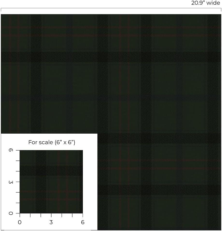 NextWall Greenery Tailor Plaid Peel and Stick Wallpaper - 20.9 in. W x 18 ft. L Roll