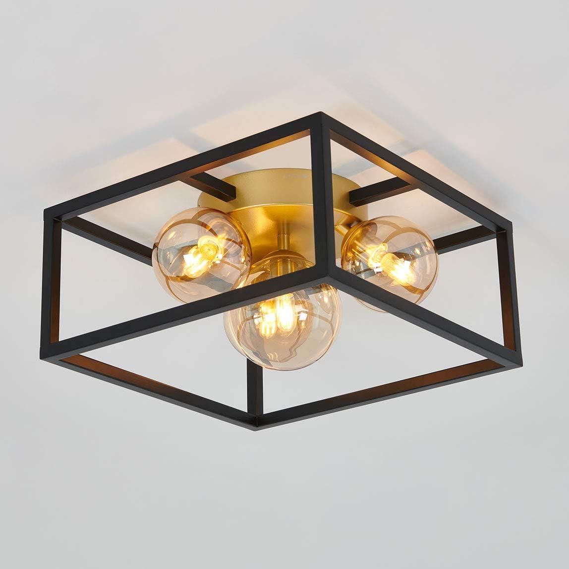 Artika Griffintown 1 Ceiling Light Geometric Flush Mount Black and Gold