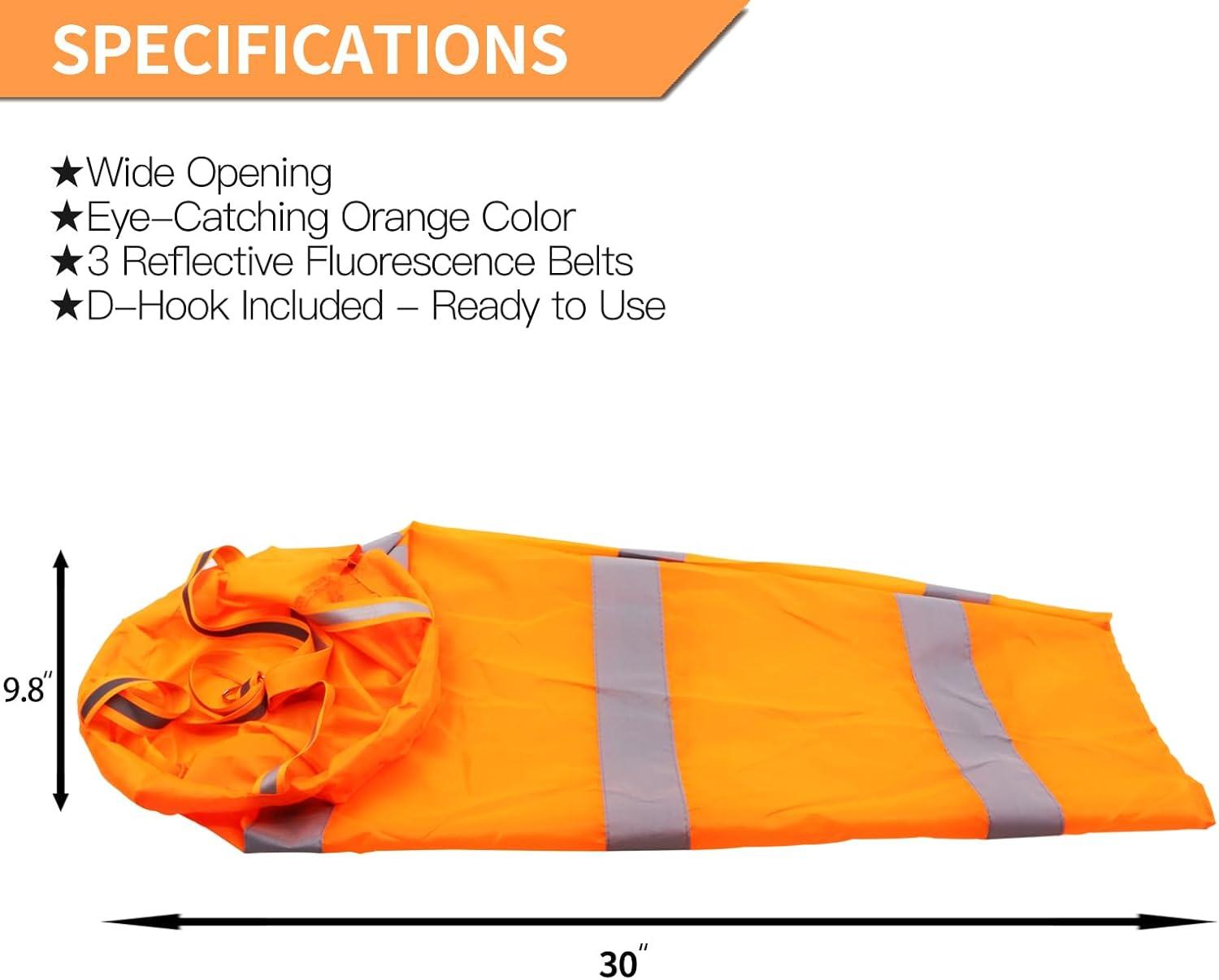 ANLEY Anley Windsock - Rip-stop Polyester Wind Direction Measurement Sock Bag with Reflective Belt - For Outdoors Airport Farm & Park - Orange