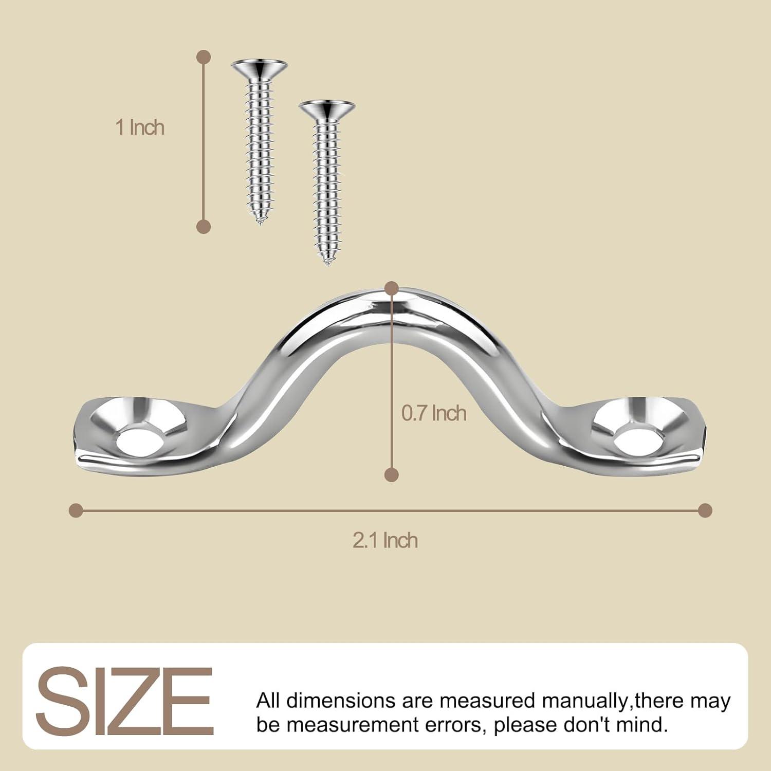 BRT Bearingshui 22Pcs M5 316 Stainless Steel Eye Straps Ceiling Wall Mount U Hook with Screws, Heavy Duty Metal Pad Eyes Plate Snap Eye Strap Drop Ceiling Anchor Hooks Hardware