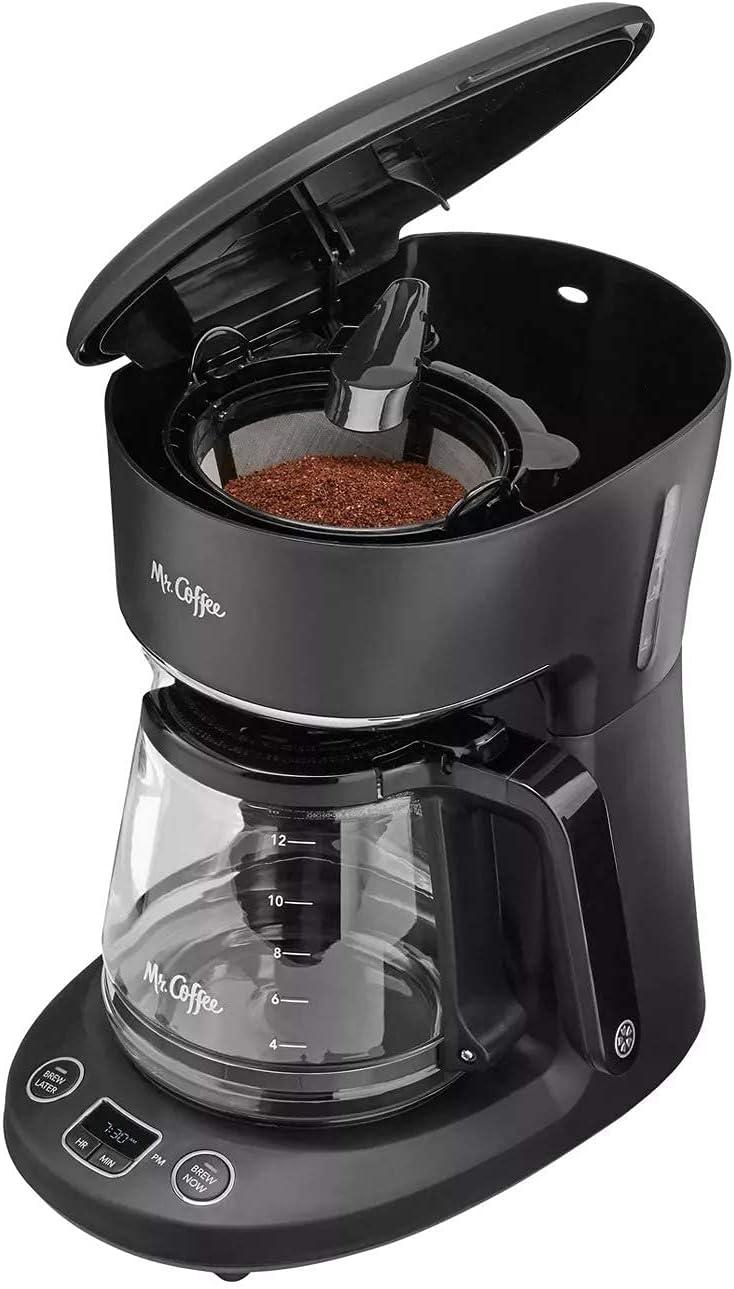 Mr. Coffee 12-Cup Programmable Coffeemaker, Brew Now or Later, Black