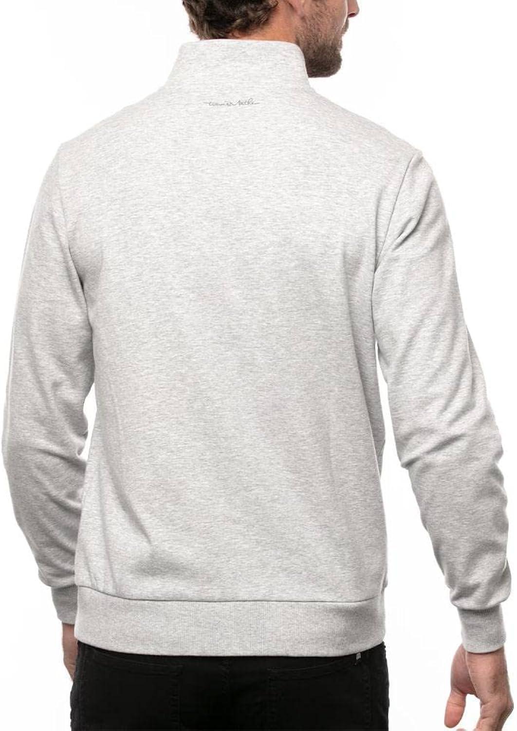 Men's XXL Heather Light Grey High Neck Fleece Zip T-Shirt