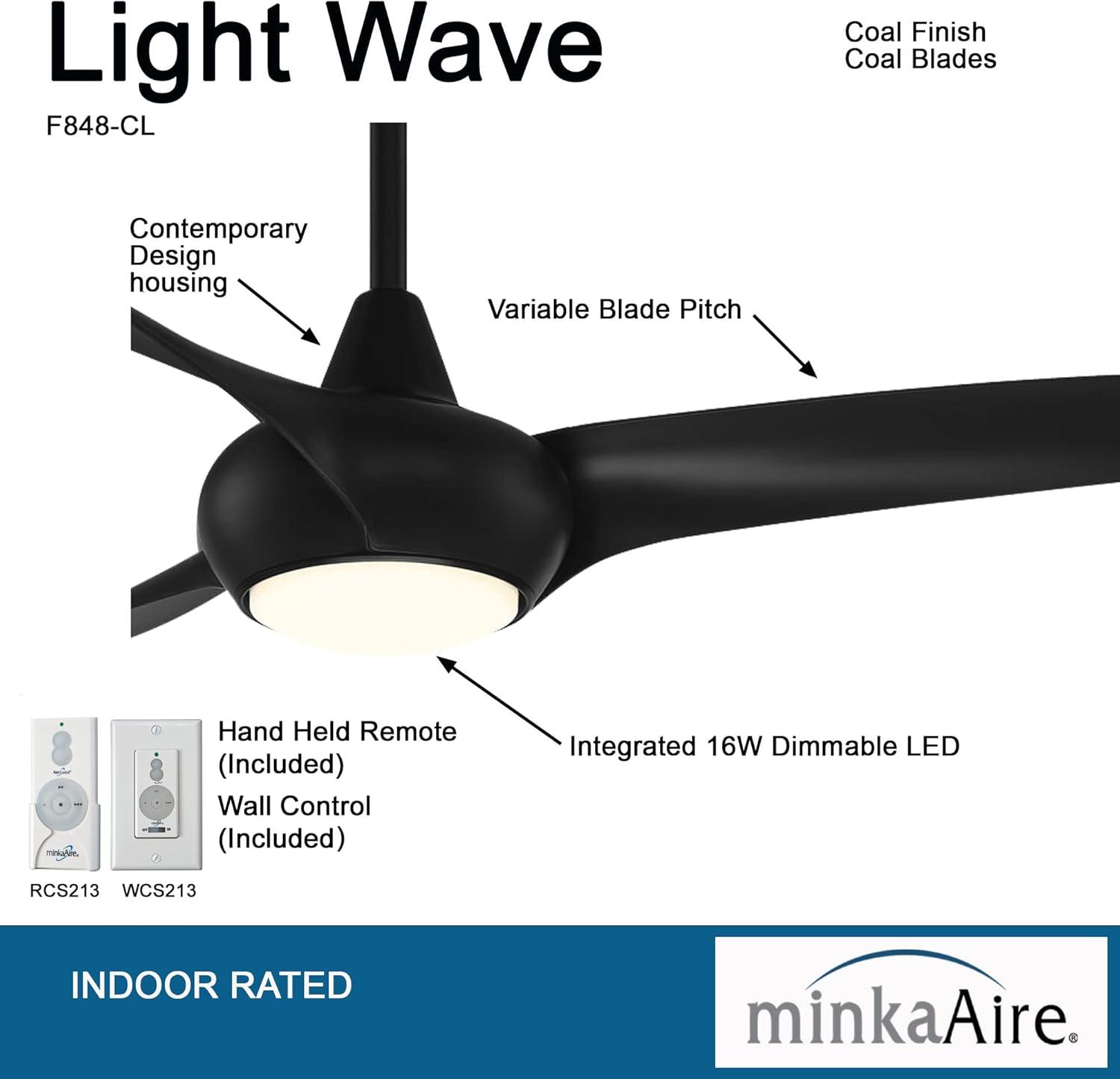 65" Minka Aire Modern Indoor Ceiling Fan LED Light Remote Control Coal for Living Room Kitchen Bedroom Family Dining House Office