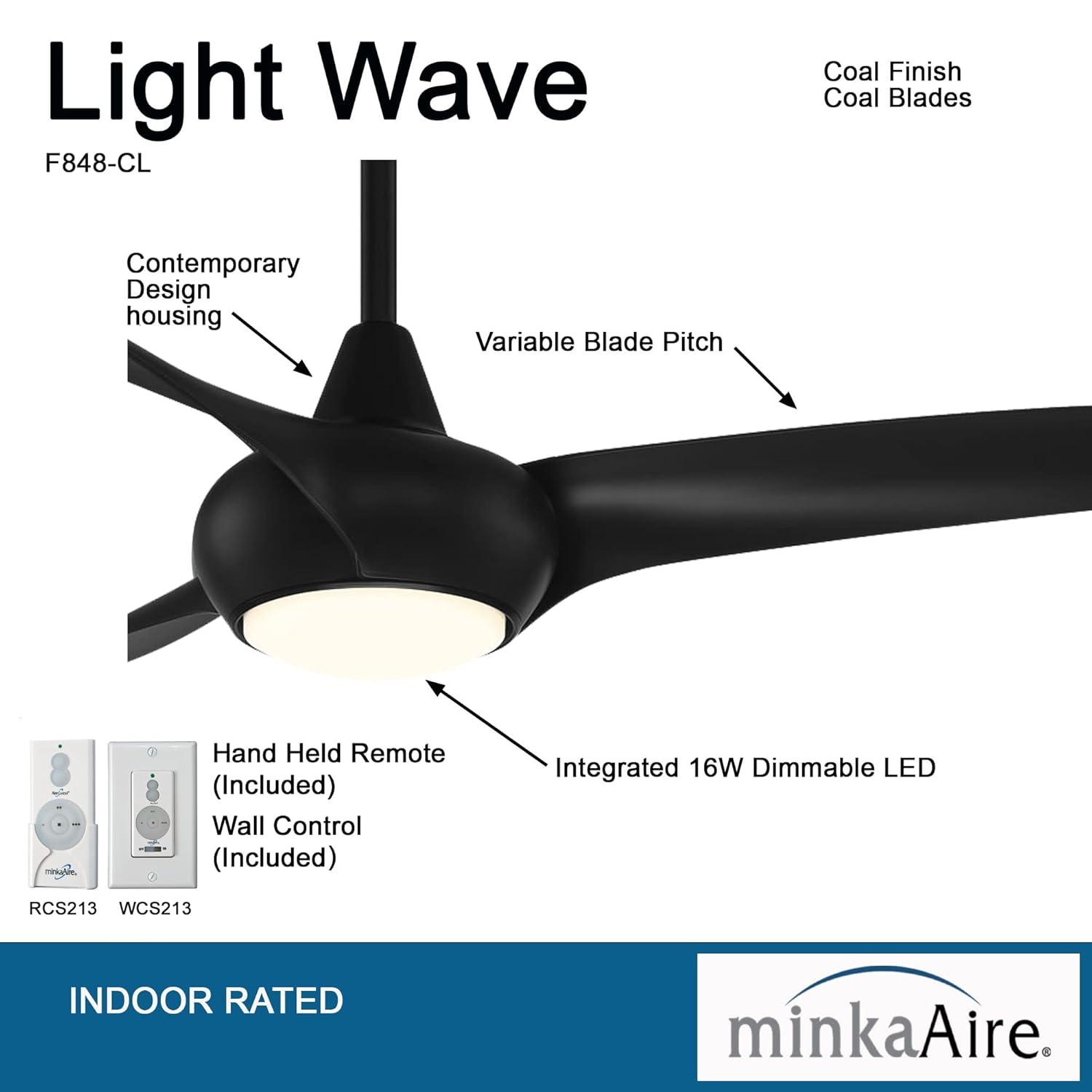 65" Minka Aire Modern Indoor Ceiling Fan LED Light Remote Control Coal for Living Room Kitchen Bedroom Family Dining House Office