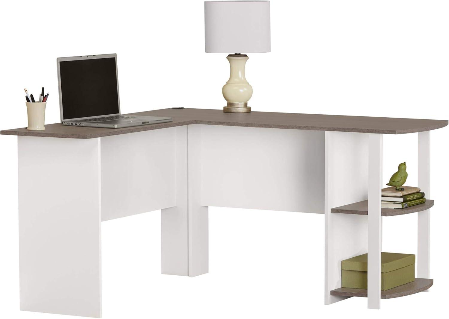 Ameriwood Home Dominic L Desk with Bookshelves, White