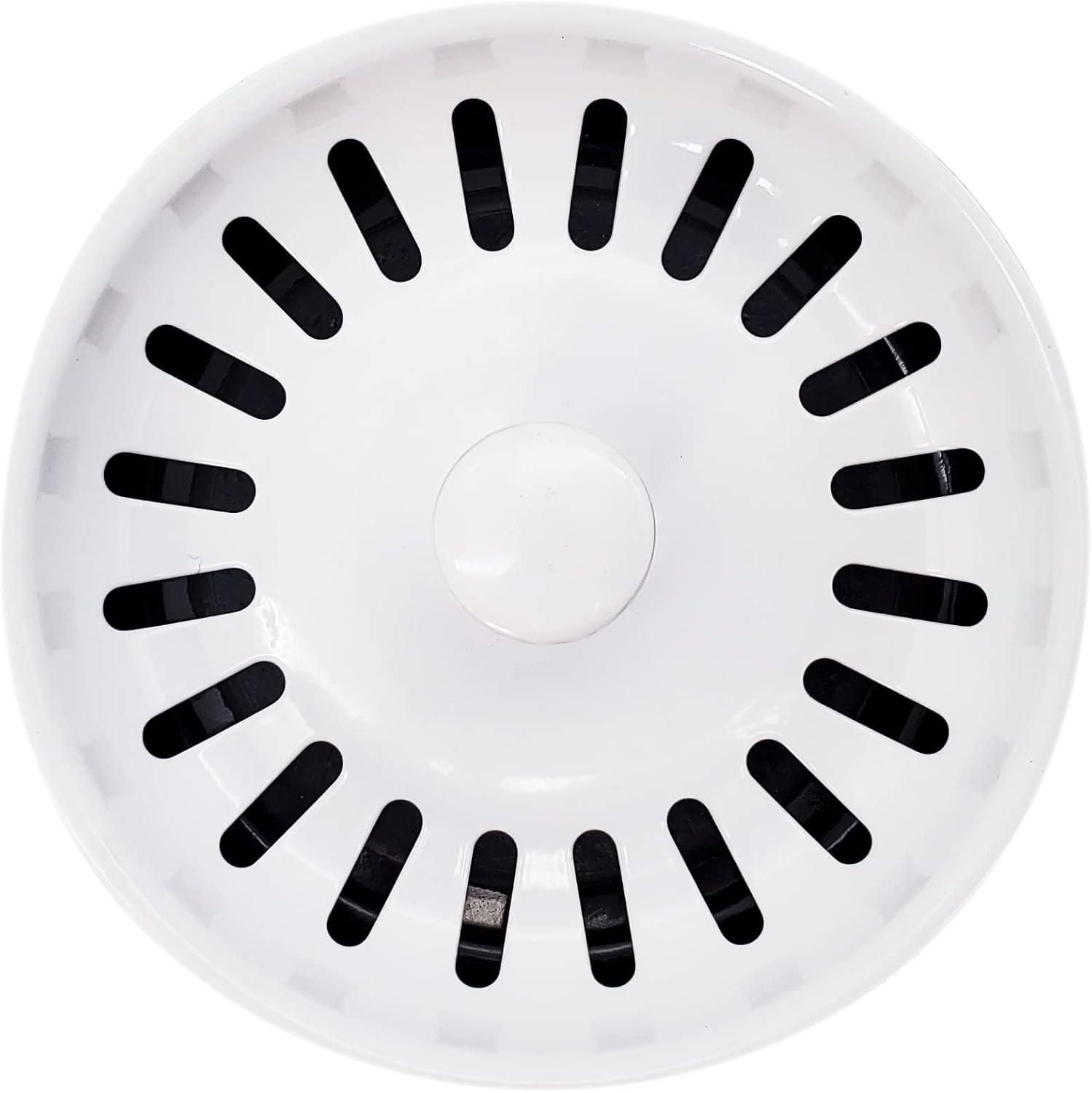 Westbrass D2089SEV-50 3-1/2" Kitchen Sink Waste Disposal Drain Flange and Basket Strainer, Powder Coat White