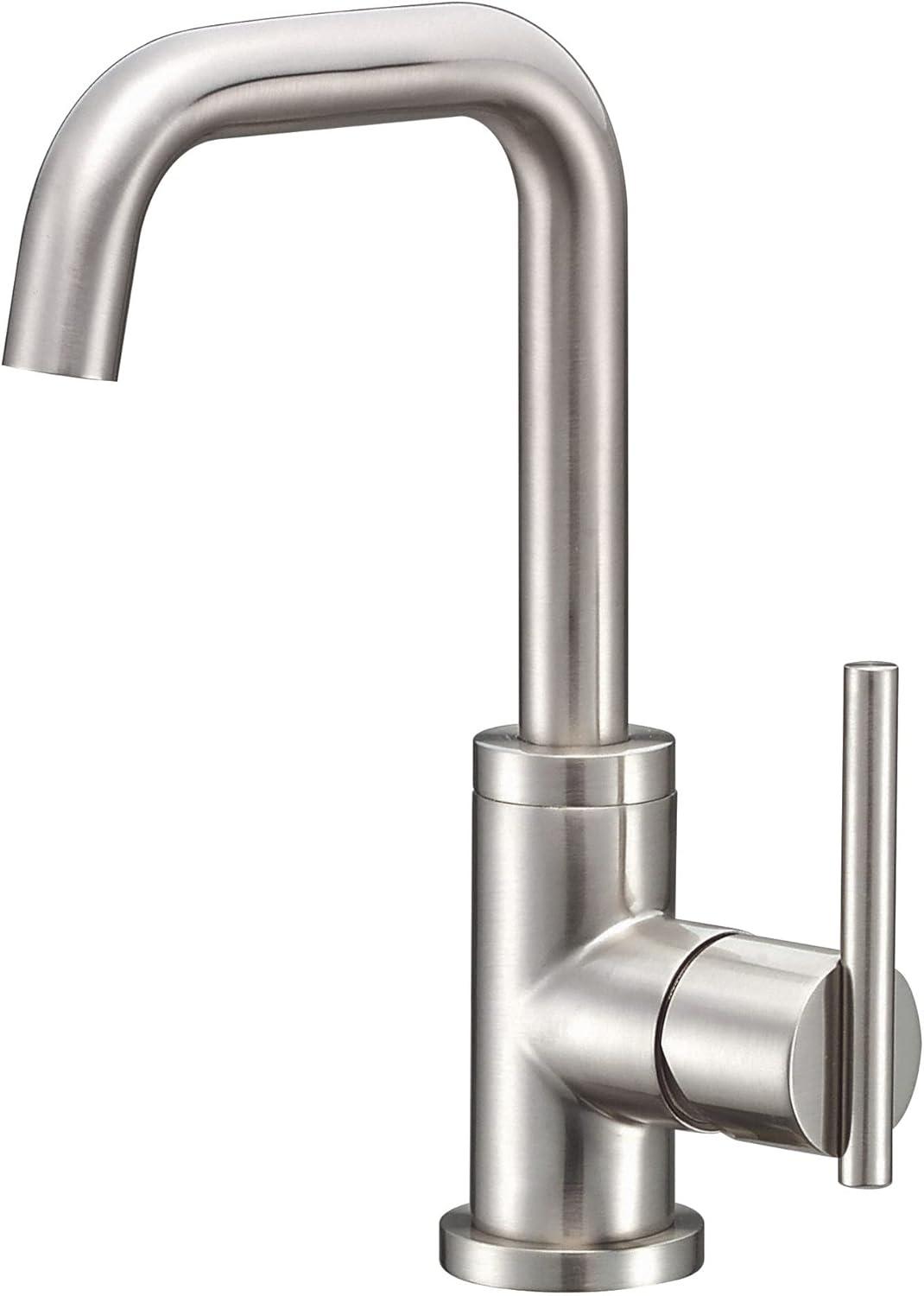 Sleek Modern Parma Single Hole Brushed Nickel Bathroom Faucet