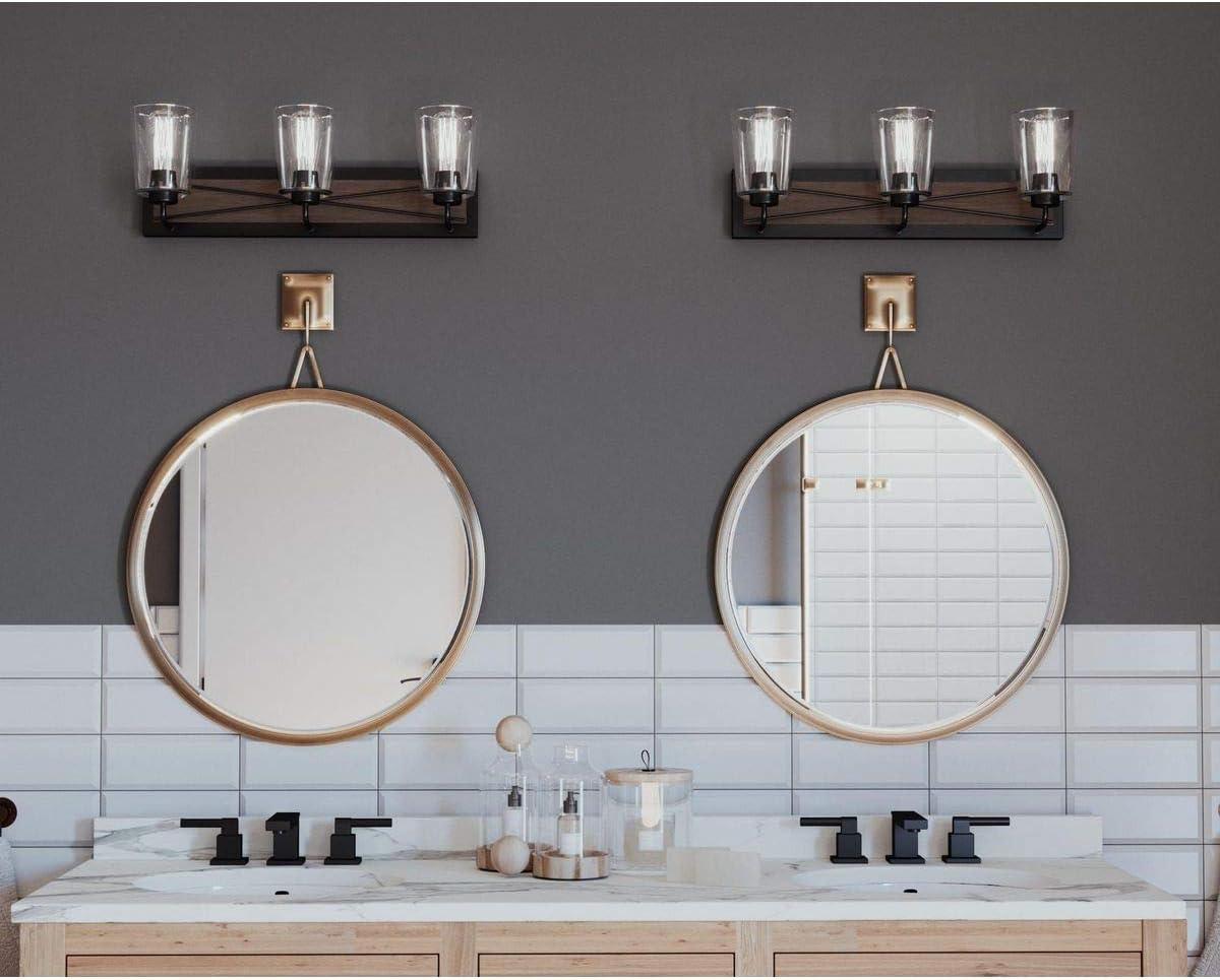 Progress Lighting Briarwood 3-Light Bath Vanity in Antique Bronze with Clear Glass Shades