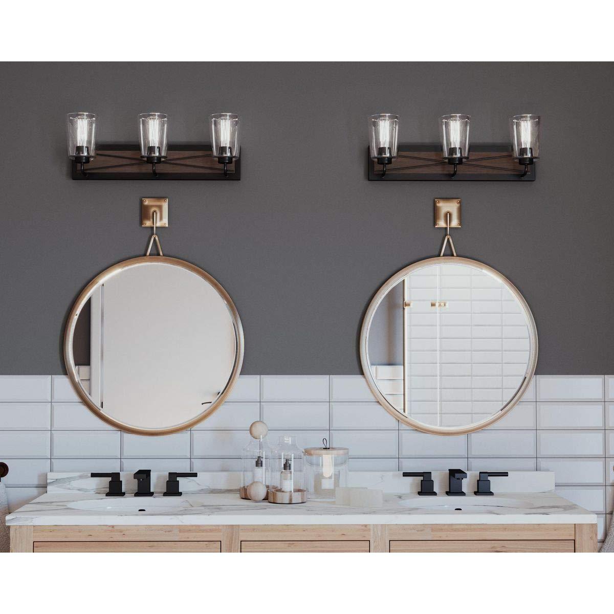 Progress Lighting Briarwood 3-Light Bath Vanity in Antique Bronze with Clear Glass Shades