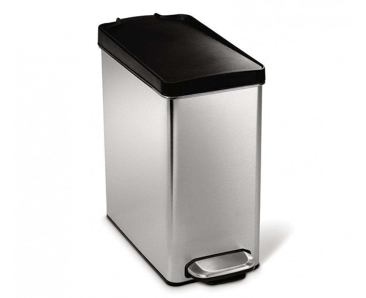 simplehuman 10 Liter / 2.6 Gallon Stainless Steel Bathroom Slim Profile Trash Can