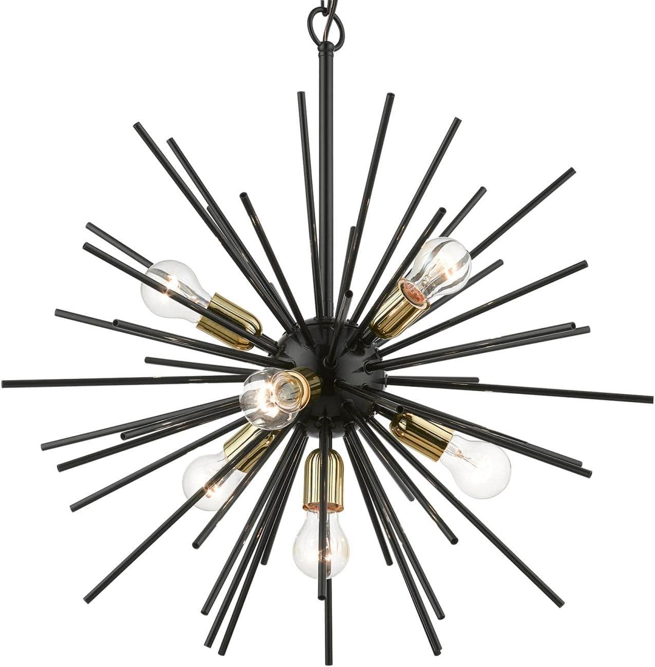 Livex Lighting Tribeca 7 - Light Pendant in  Shiny Black/Polished Brass