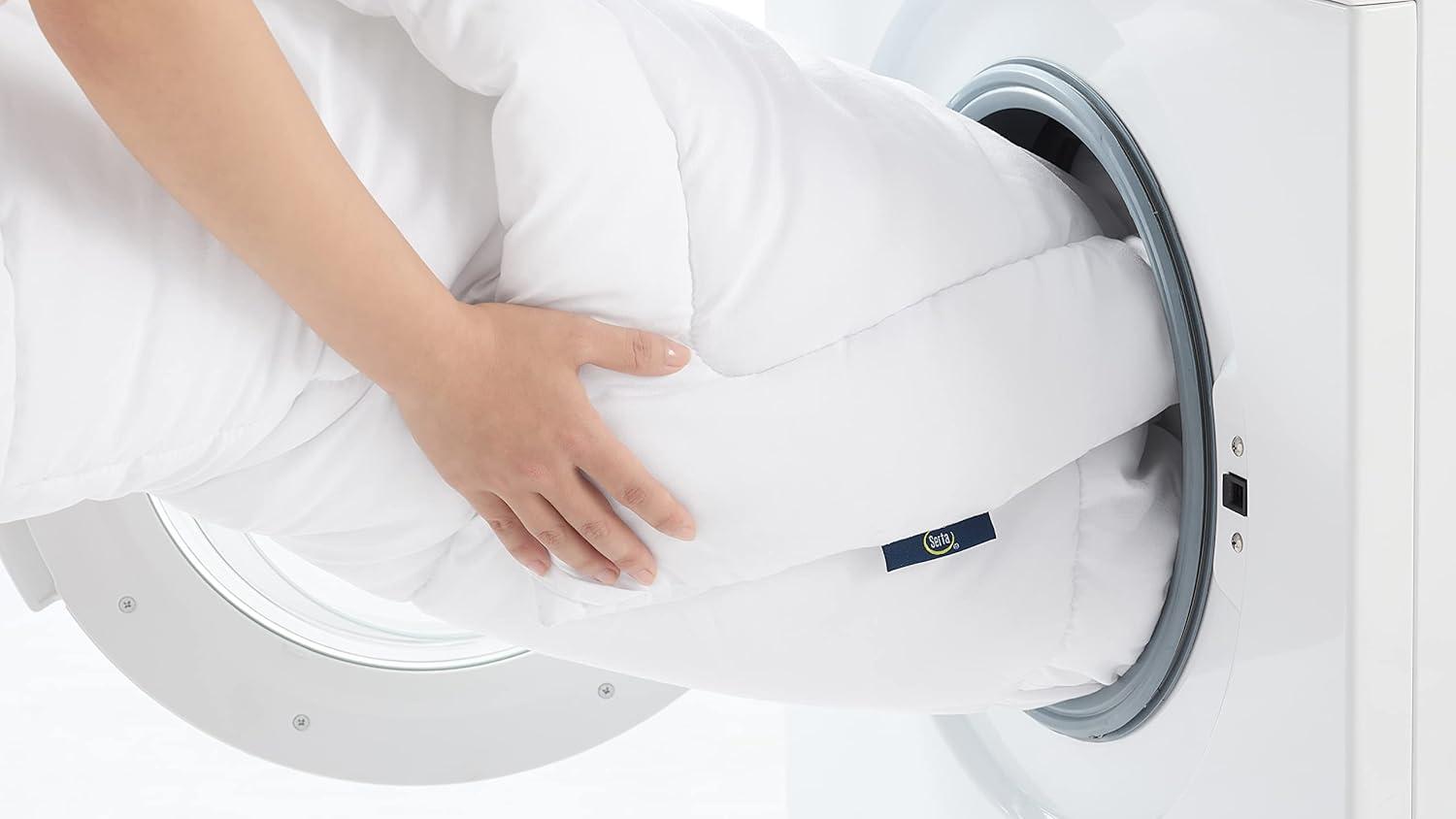 Serta ComfortSure Pillow Top Mattress Pad, Cotton Dobby Cover, King 78” x 80”, White