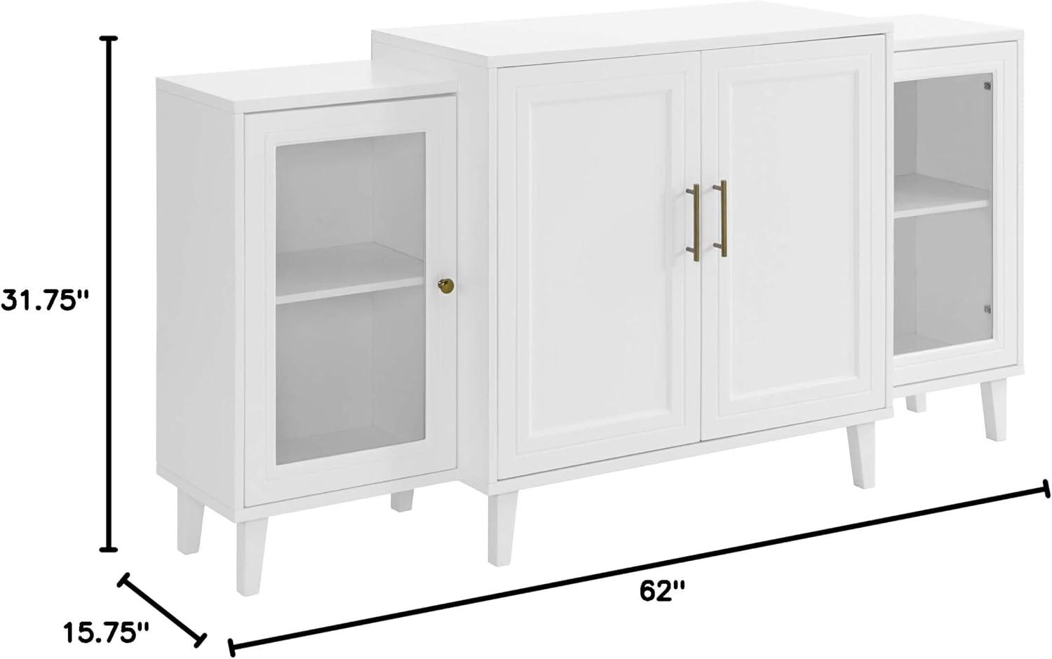 Laurel 62" Contemporary 4 Door Tiered Modern Sideboard in White