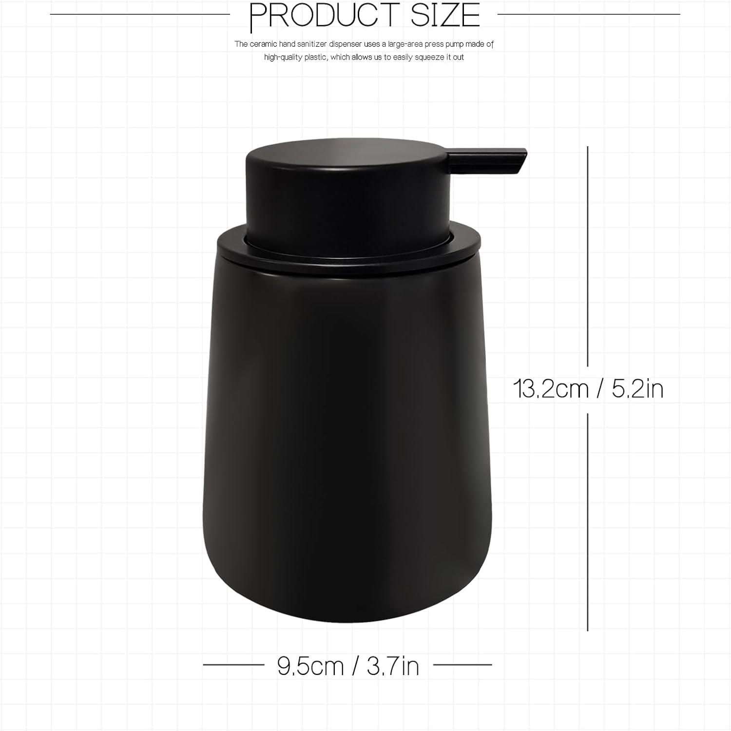 Black Ceramic Cylindrical Soap Dispenser with Easy Pump