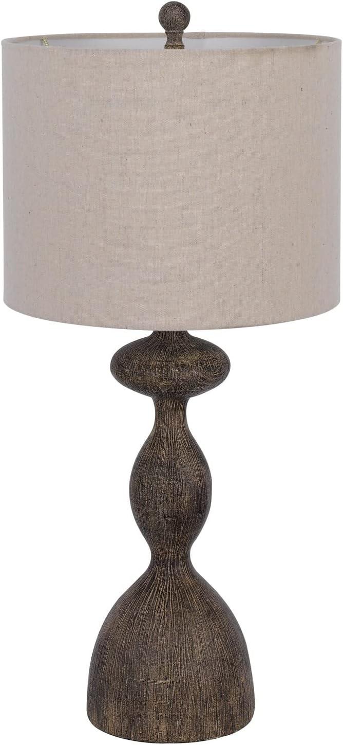 Nampa 24.5" Faux Wood Resin Table Lamp Set with Drum Shades