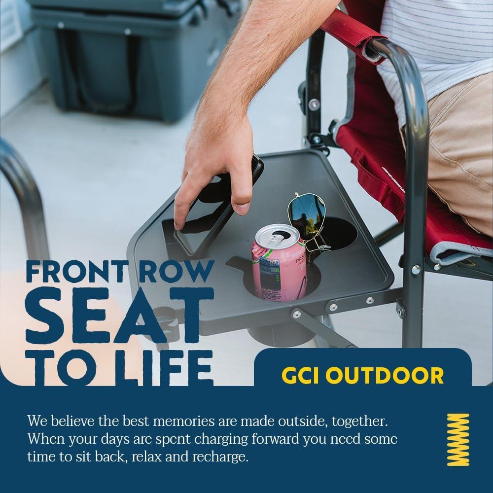 GCI Outdoor Freestyle Rocker XL with Side Table Oversized Rocking Camp Chair, Black