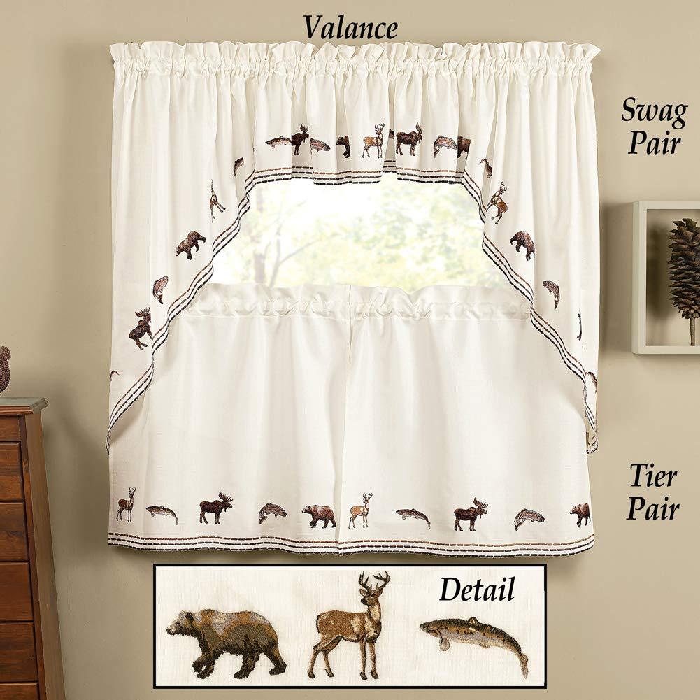 Lodge Embroidered Off-White Cotton Rod Pocket Valance