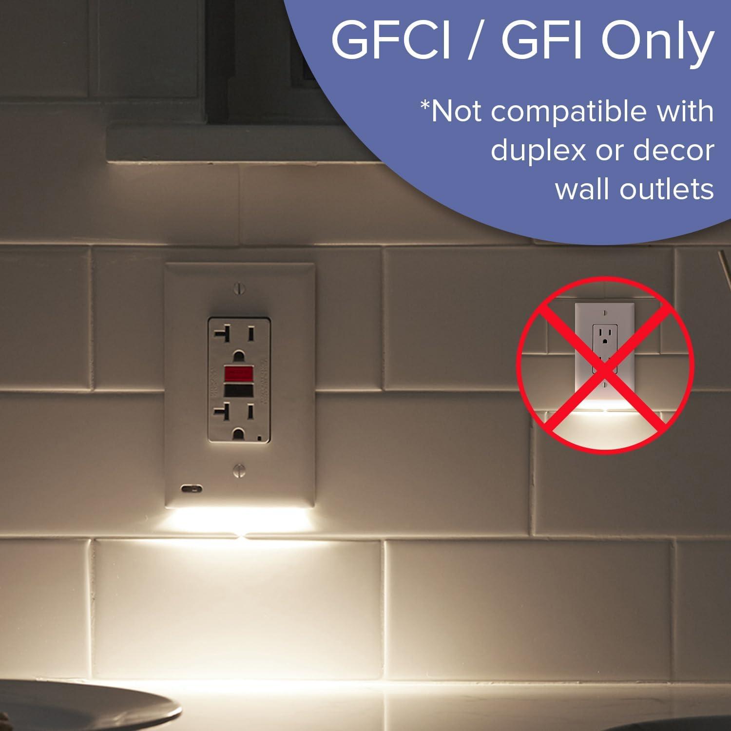 SnapPower GuideLight 2 PLUS Wall Plate Night Light - Bright / Dim / Off Sensor - GFCI, Black (1 Pack)