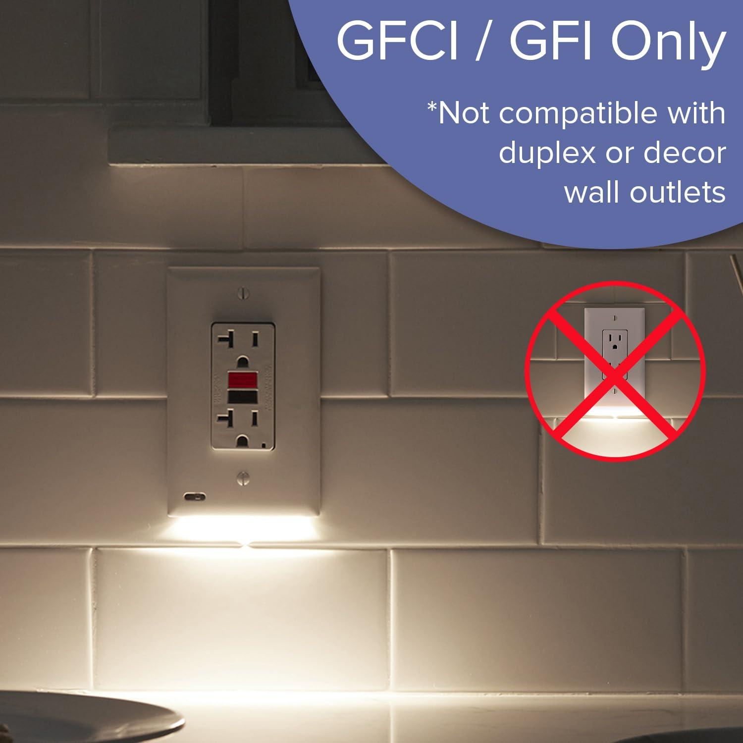 SnapPower GuideLight 2 PLUS Wall Plate Night Light - Bright / Dim / Off Sensor - GFCI, Black (1 Pack)