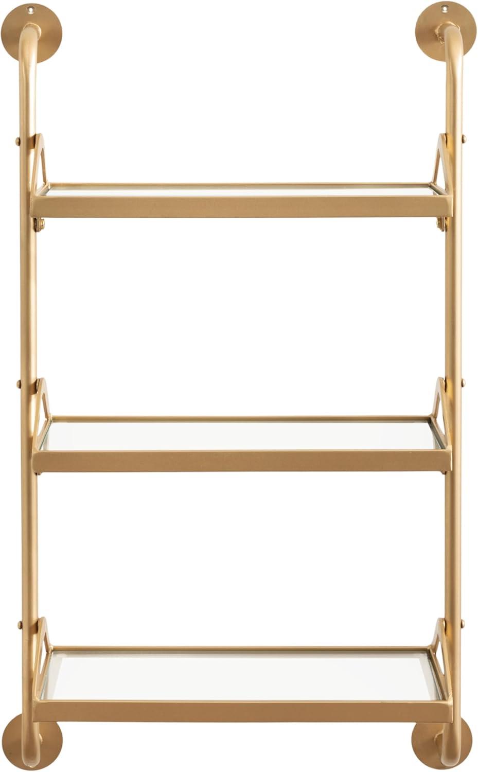 Kate & Laurel All Things Decor 18"x30" Marit Three-Tier Wall Shelf Gold