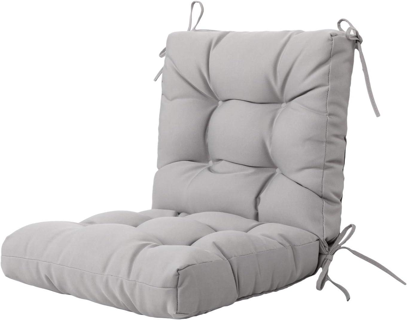 Gray Tufted UV Resistant Outdoor Chair Cushion