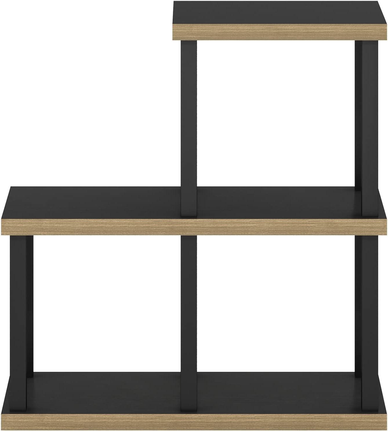 Black and Wood 3-Cube Decorative Display Shelf