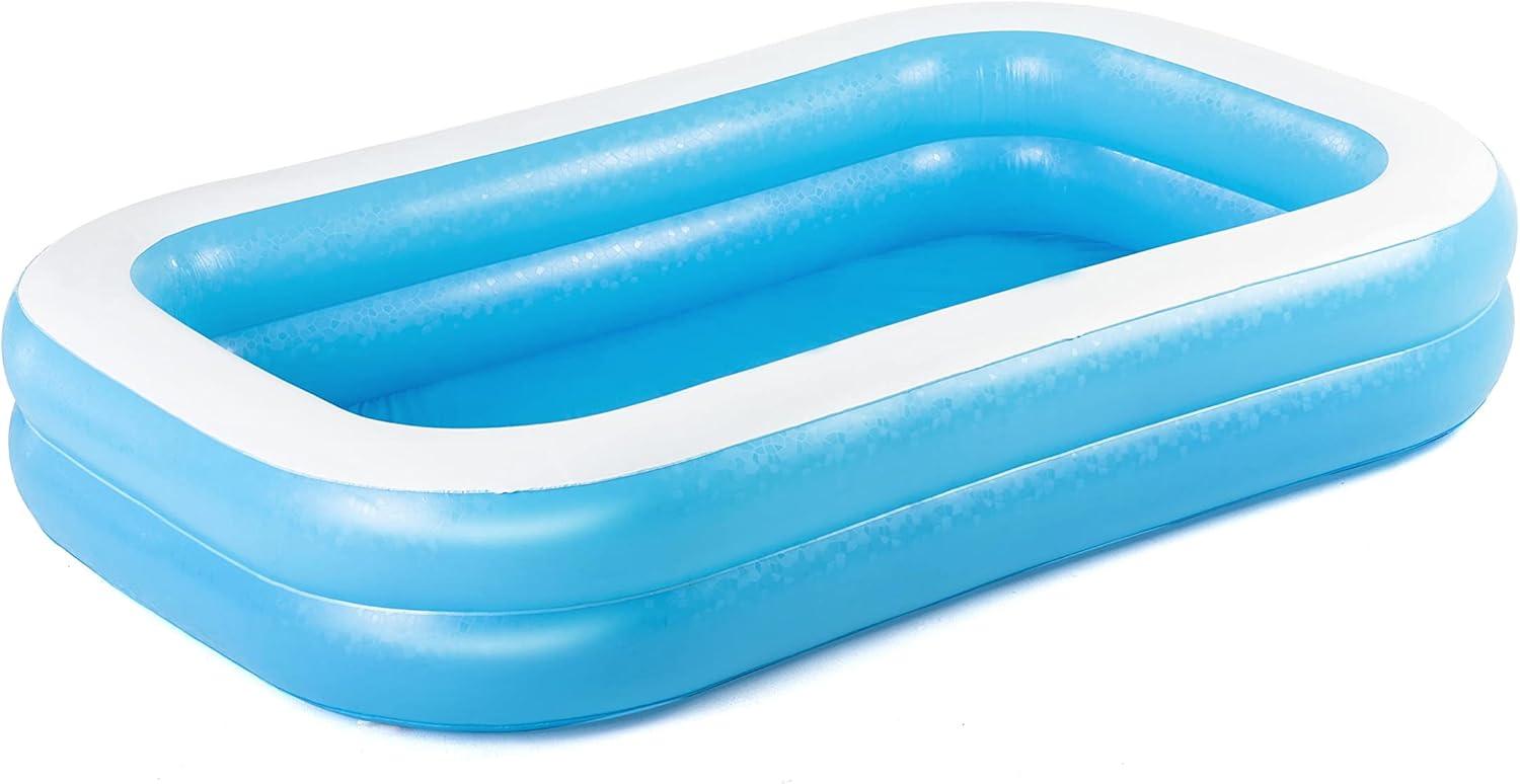 Blue and White Vinyl Rectangular Inflatable Pool