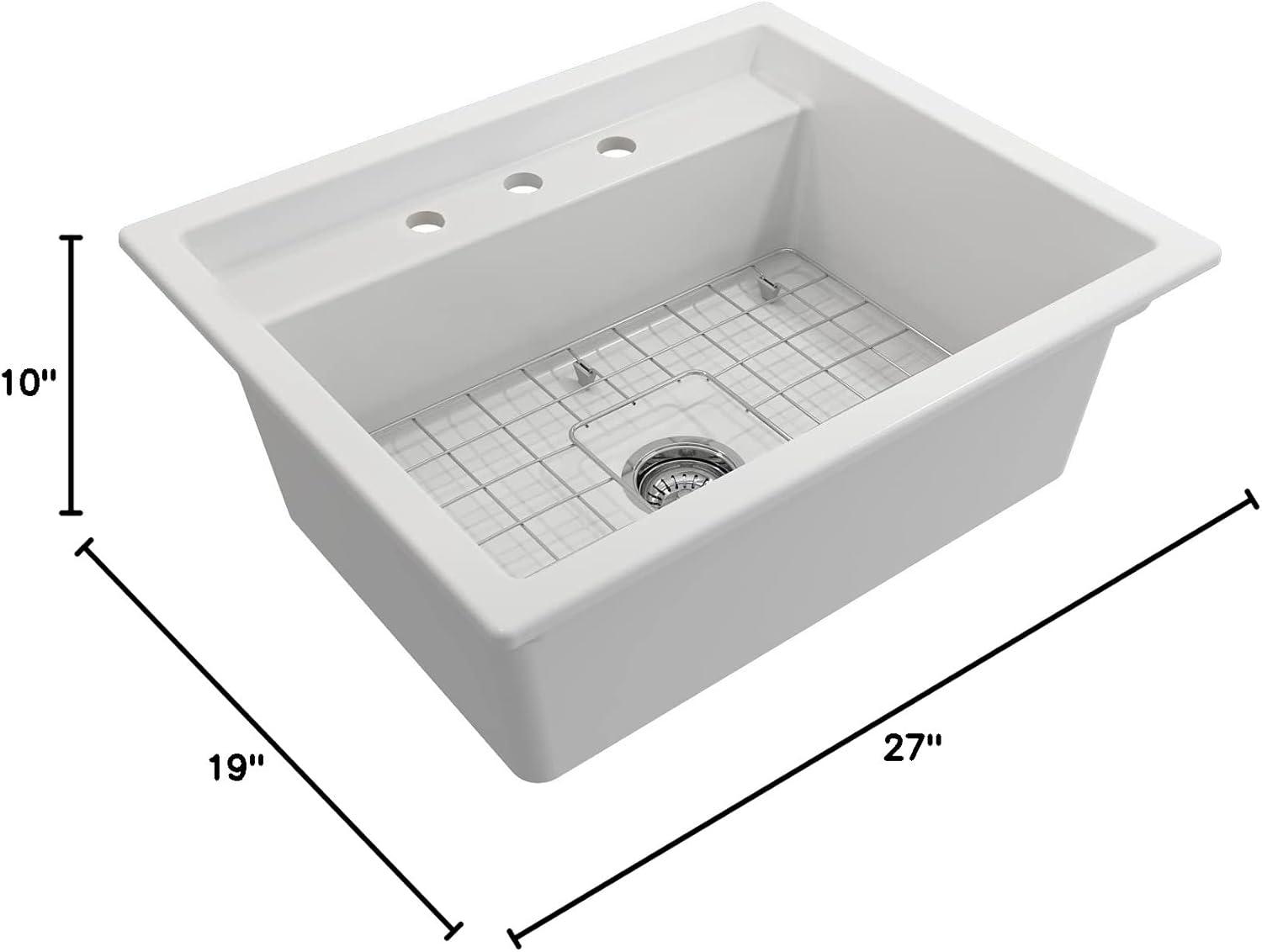 Baveno 27'' L Dual Mount Single Bowl Fireclay Kitchen Sink