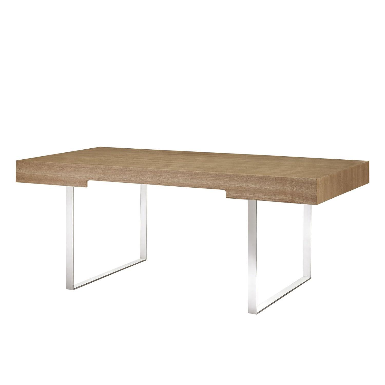 Modway Tinker Modern Stainless Steel & Wood Office Desk in Walnut