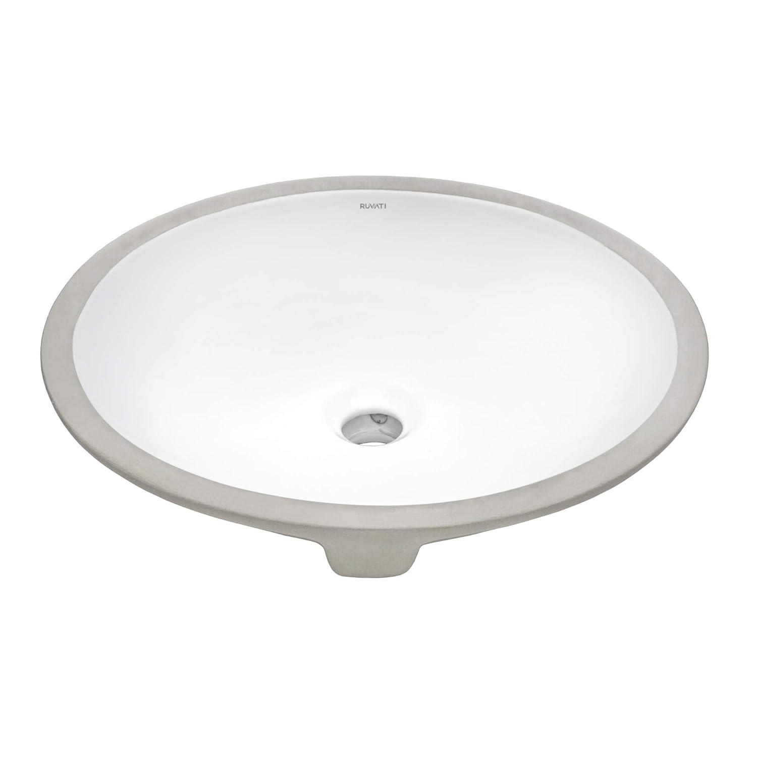 Ruvati RVB0616 Ruvati inch Undermount Bathroom Vanity Sink White Oval Porcelain Ceramic with Overflow