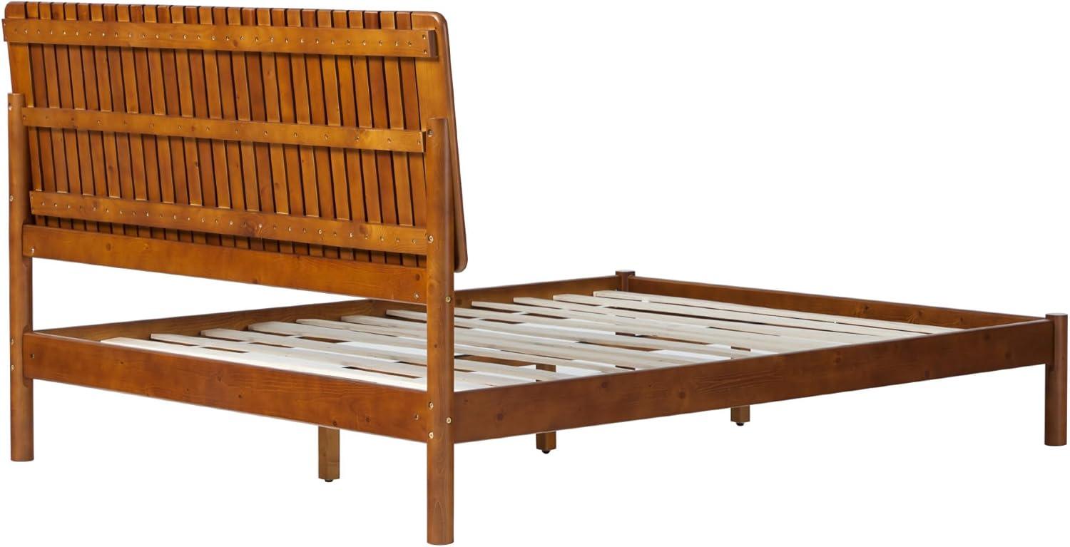 Walker Edison Transitional Solid Wood Platform Queen Bed, Dark Brown