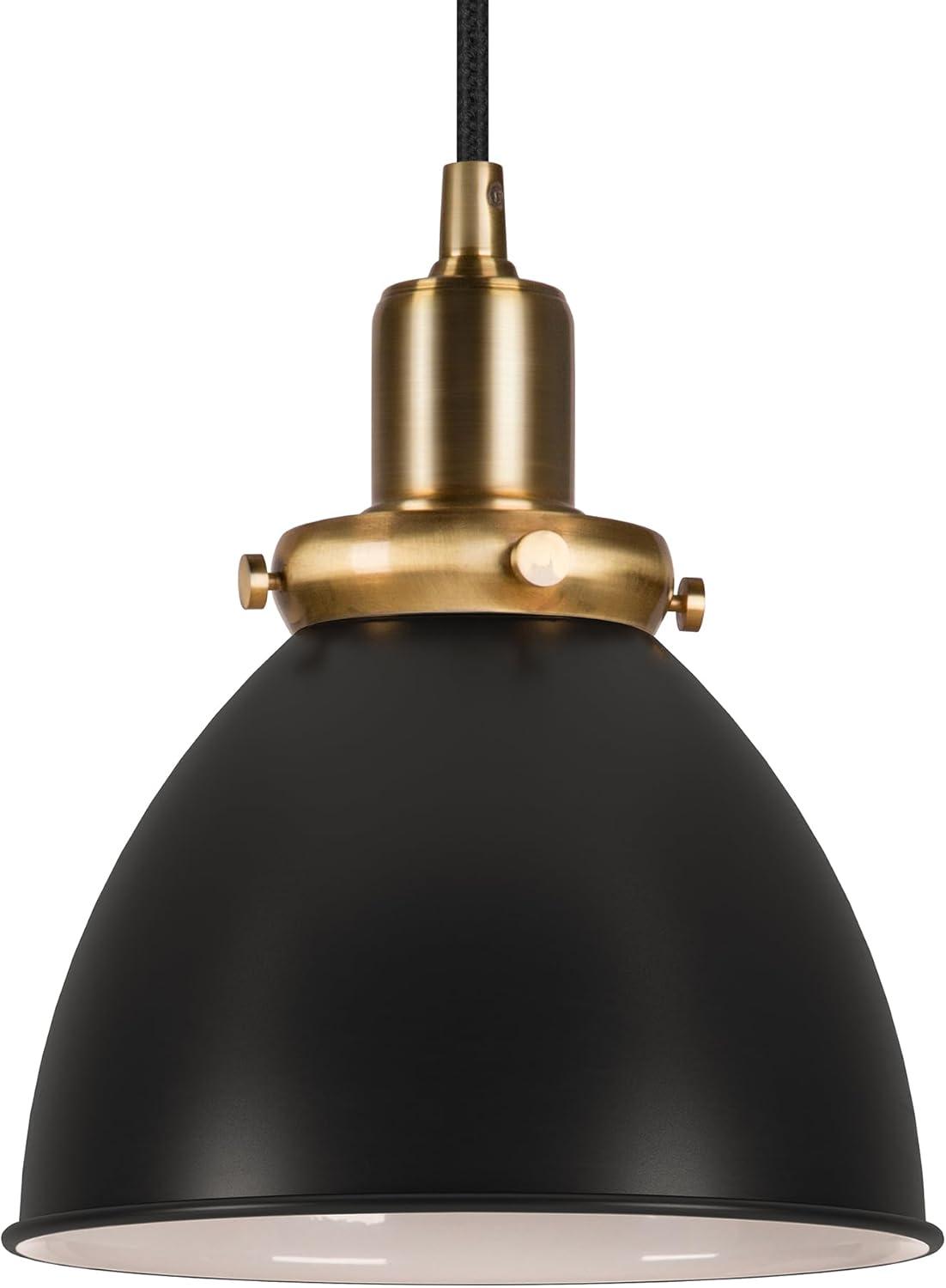 Henn&Hart 8" Black/Brass Metal Pendant