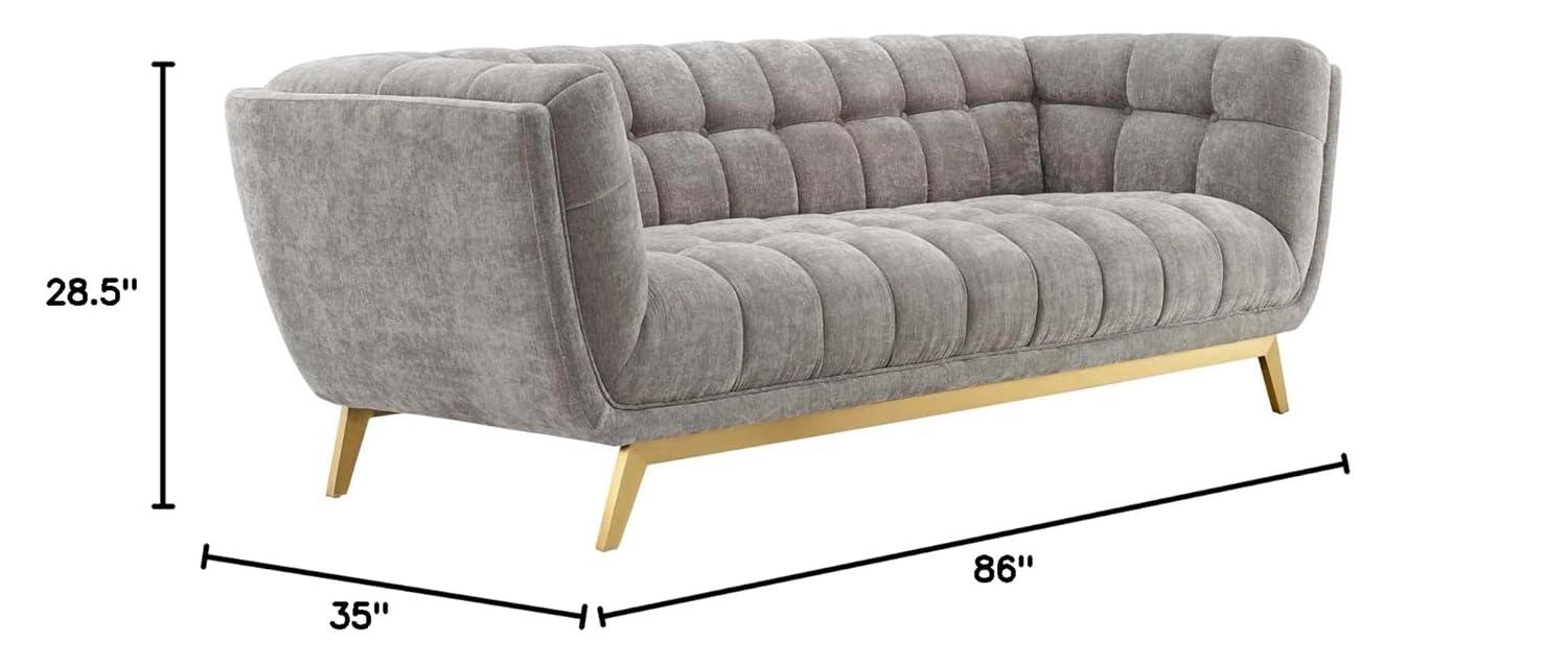 Modway Bestow Crushed Performance Velvet Sofa in Light Gray