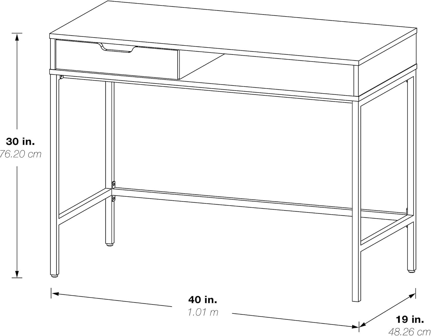 Contempo 40-Inch Desk with Drawer and Shelf in Brown Wood Grain Finish