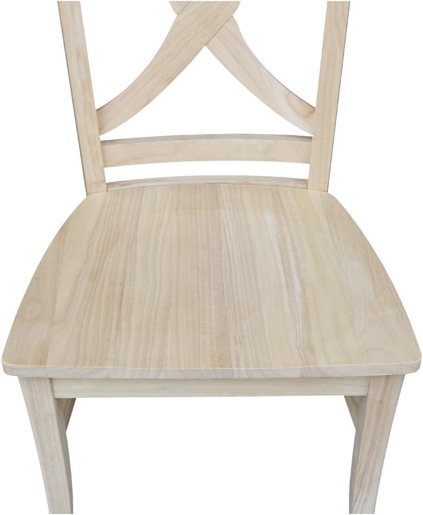 Set of 2 Vineyard Curved X Back Chair Unfinished - International Concepts: Solid Wood, High Back